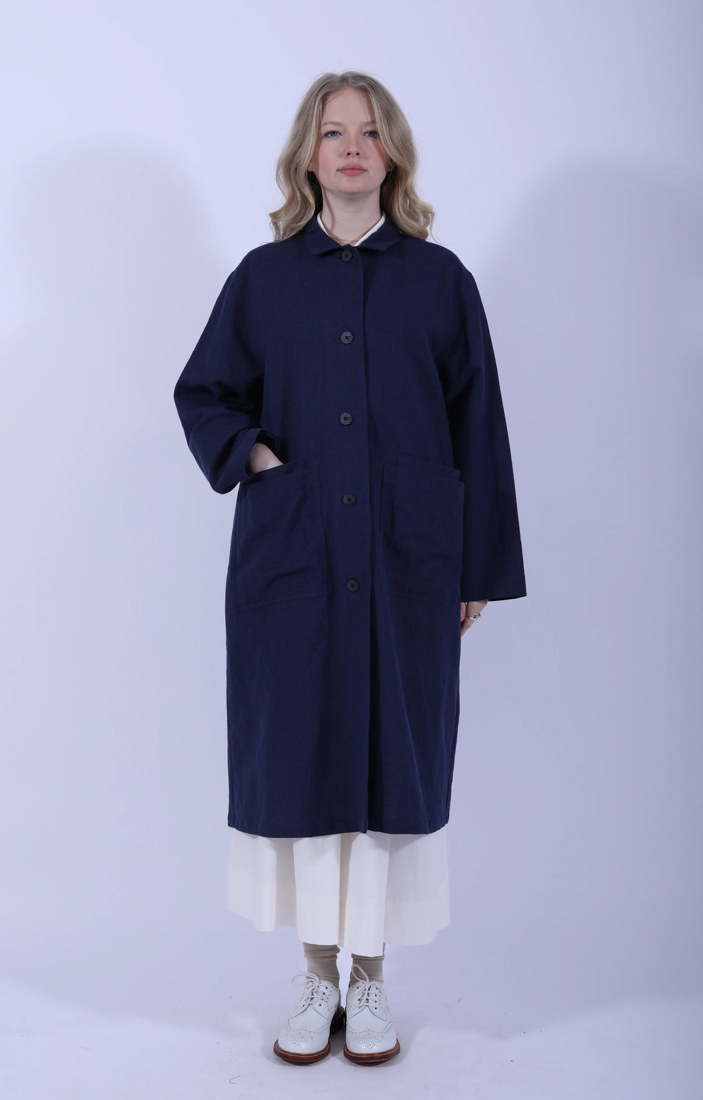 Indigo Gingham Long Jacket