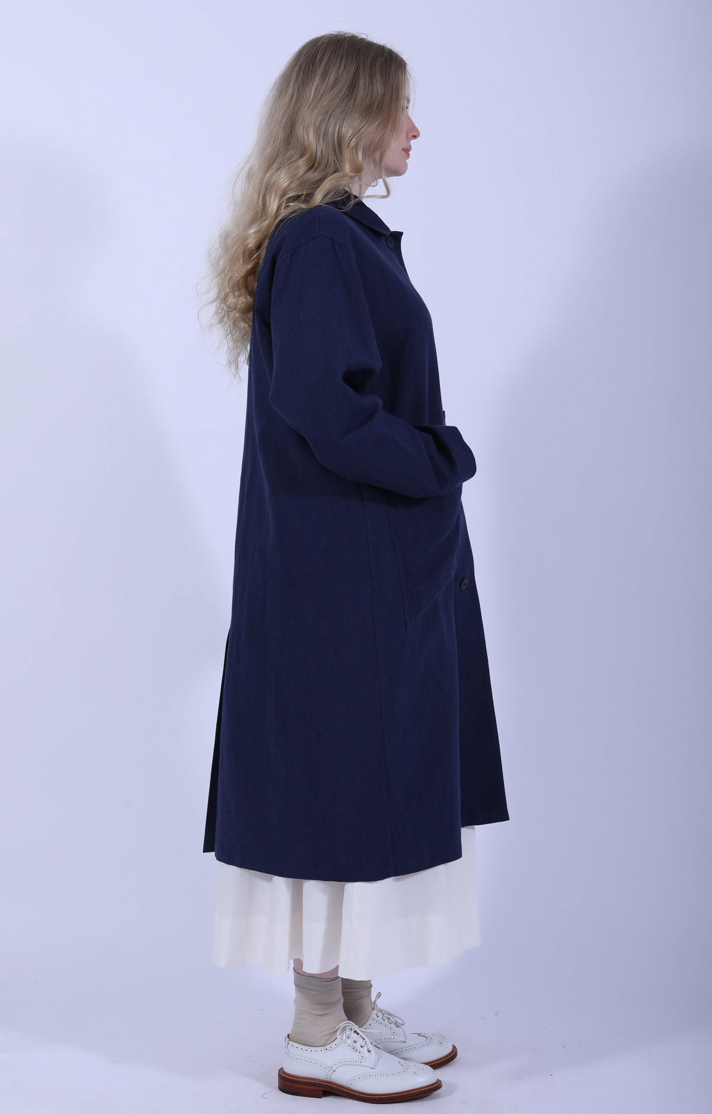 Indigo Gingham Long Jacket