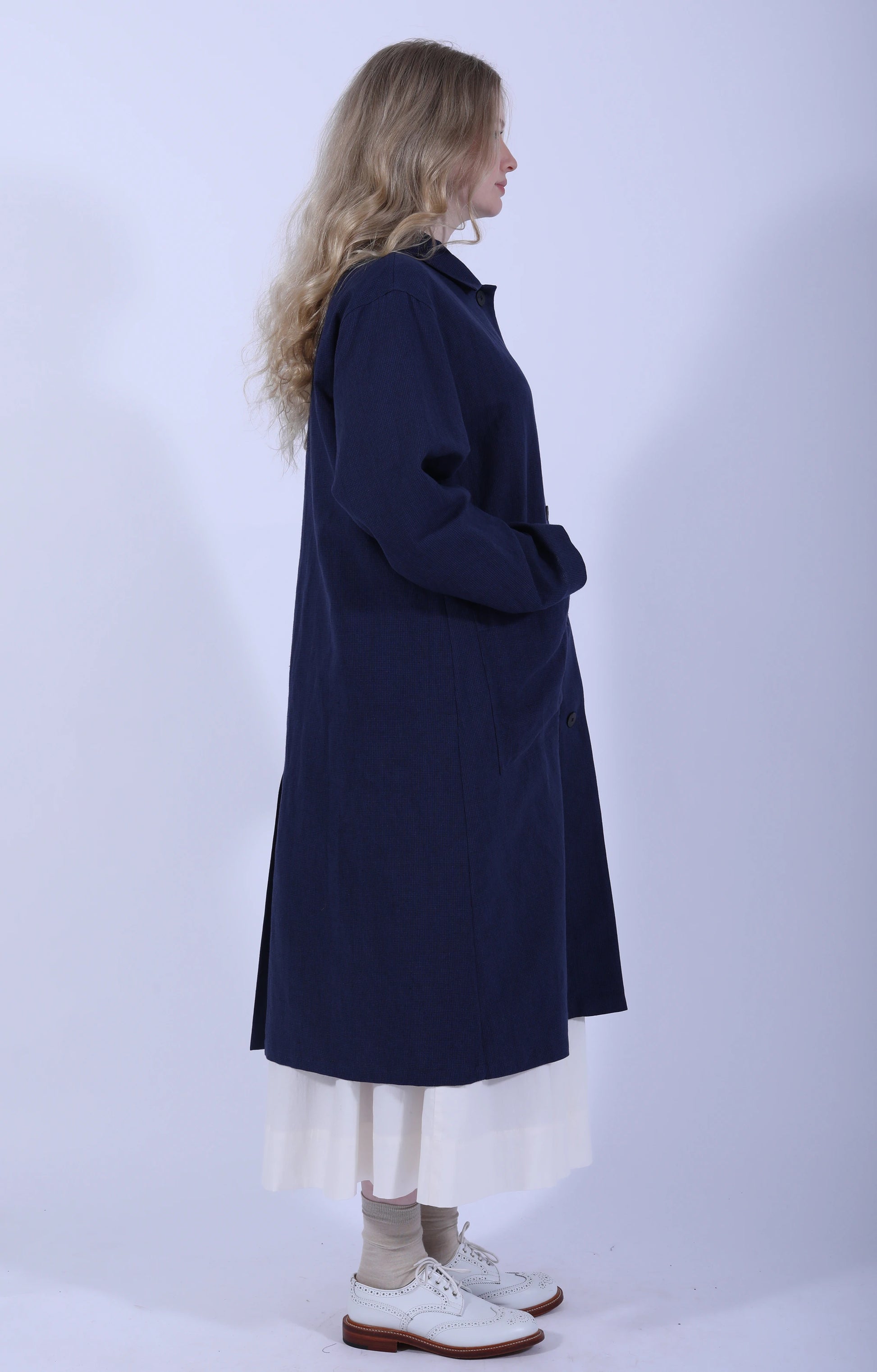 Indigo Gingham Long Jacket