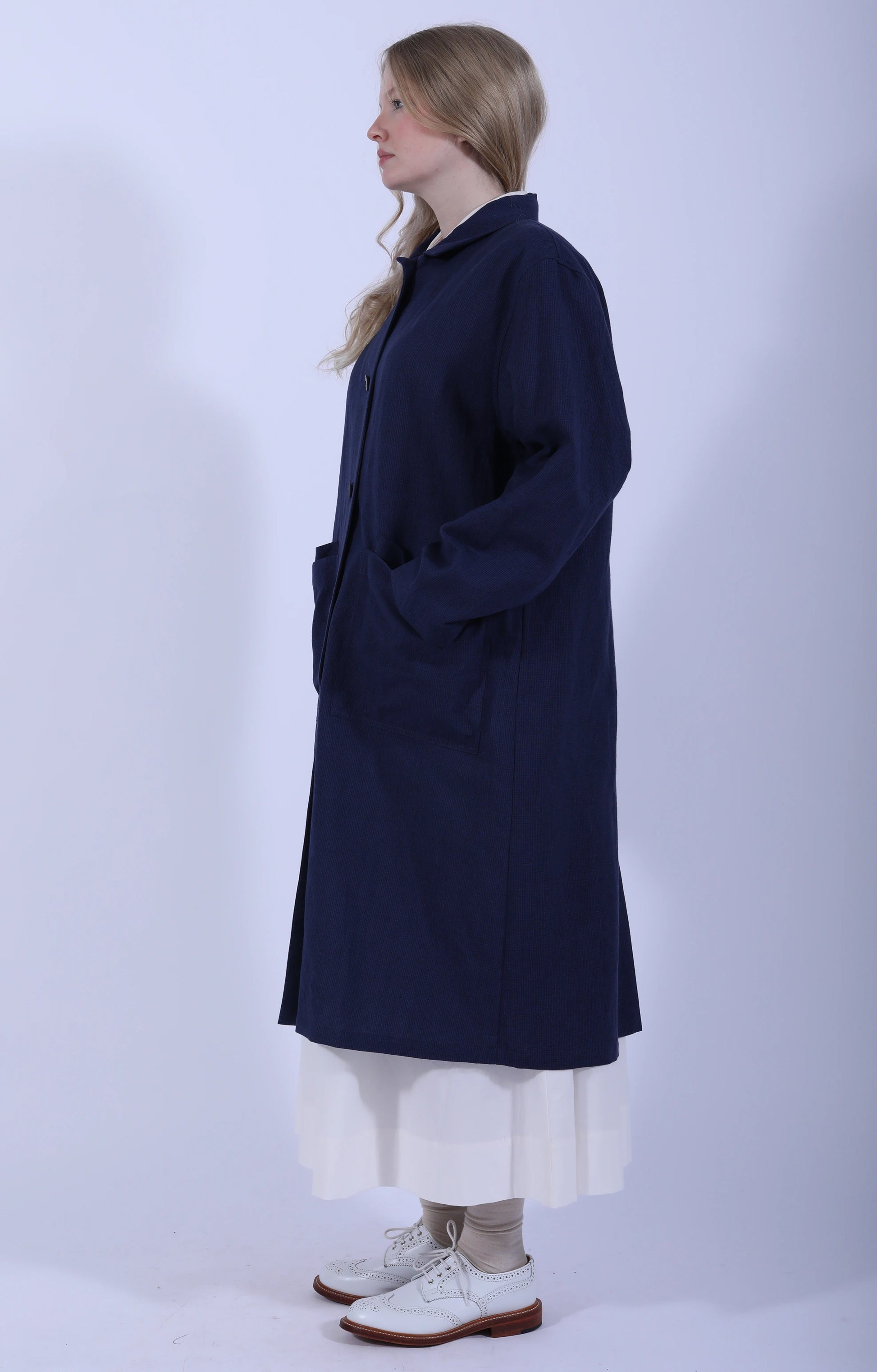 Indigo Gingham Long Jacket