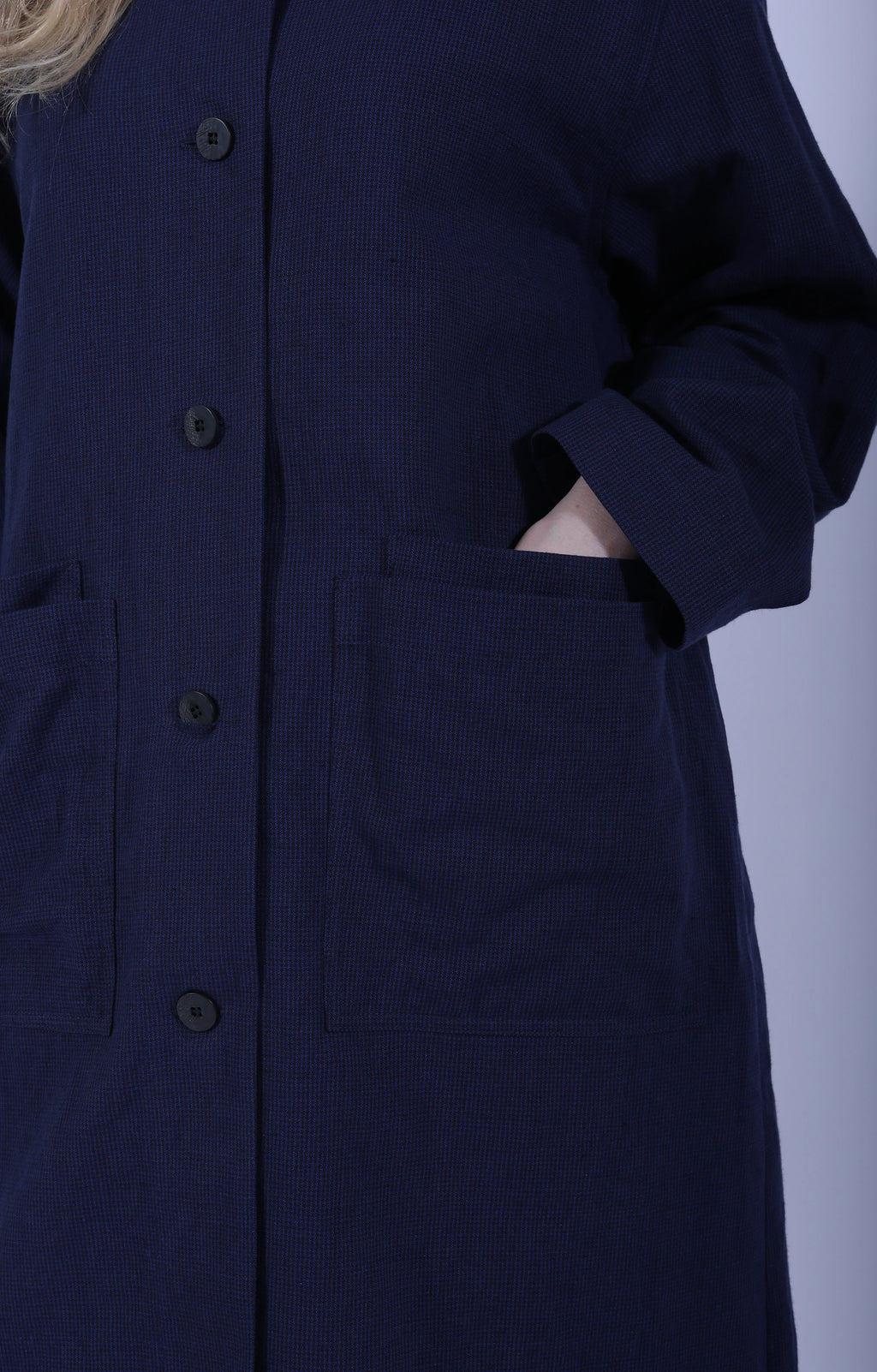 Indigo Gingham Long Jacket