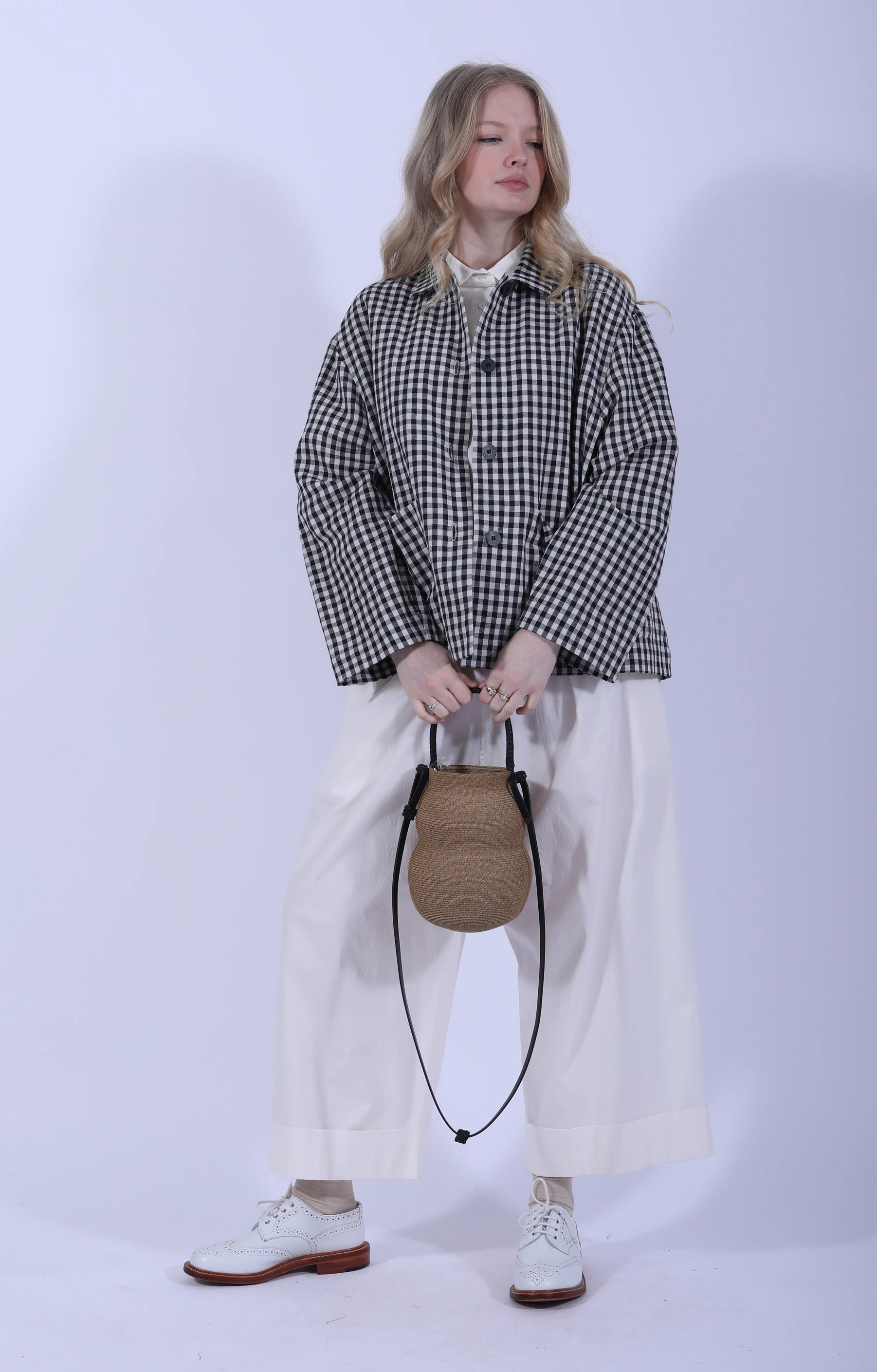 Cream White Cuffed Hems Pant