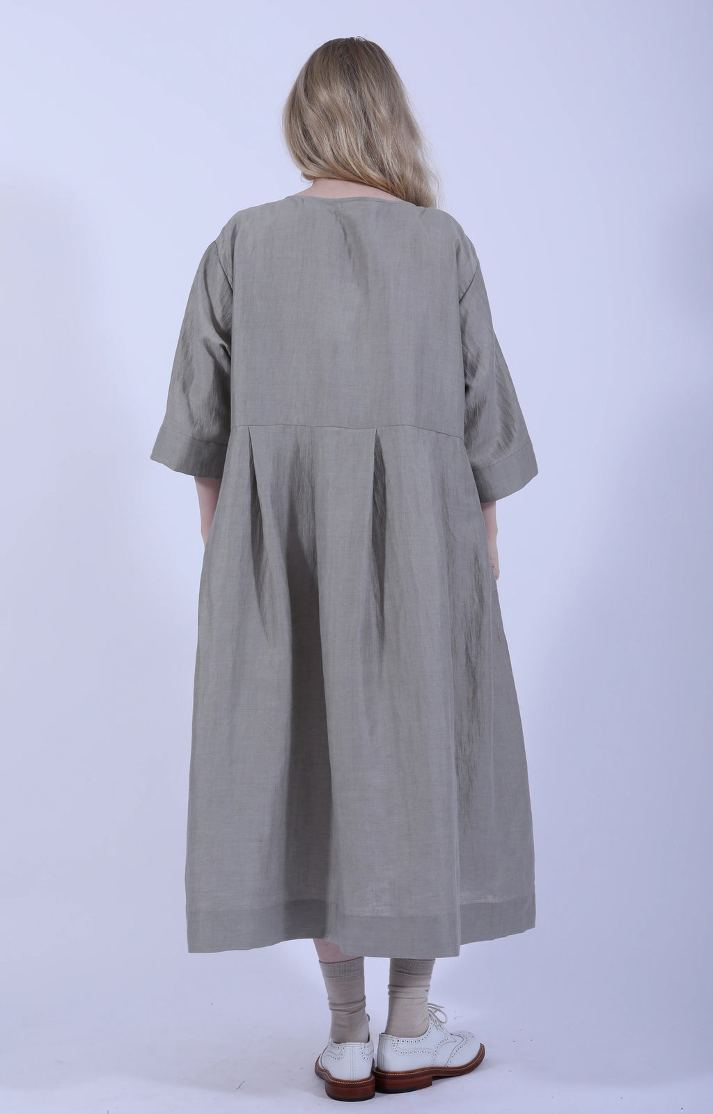 Light Grey Hidden Buttons Dress