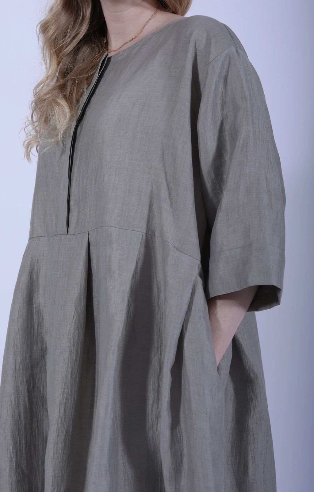 Light Grey Hidden Buttons Dress