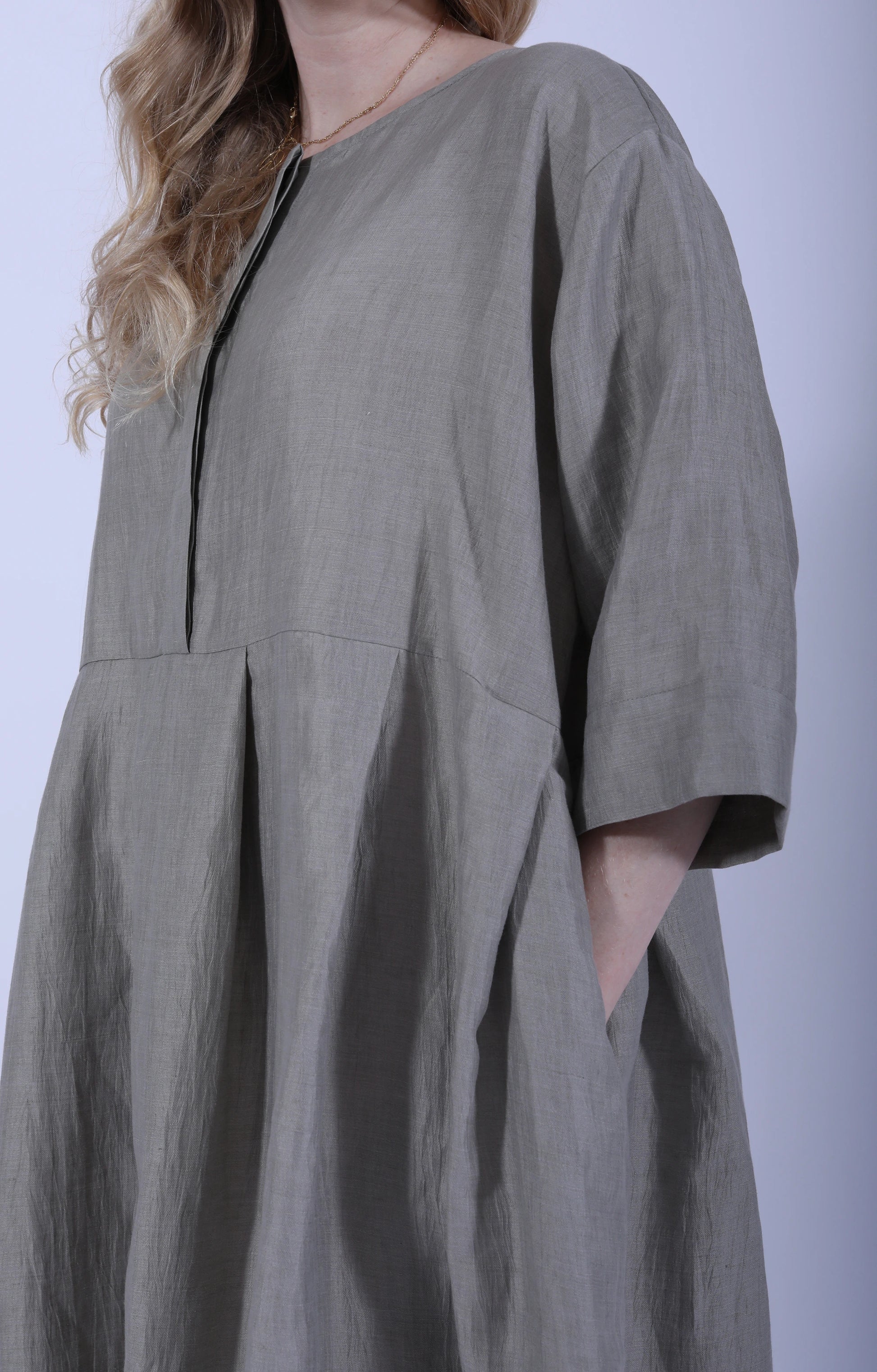 Light Grey Hidden Buttons Dress