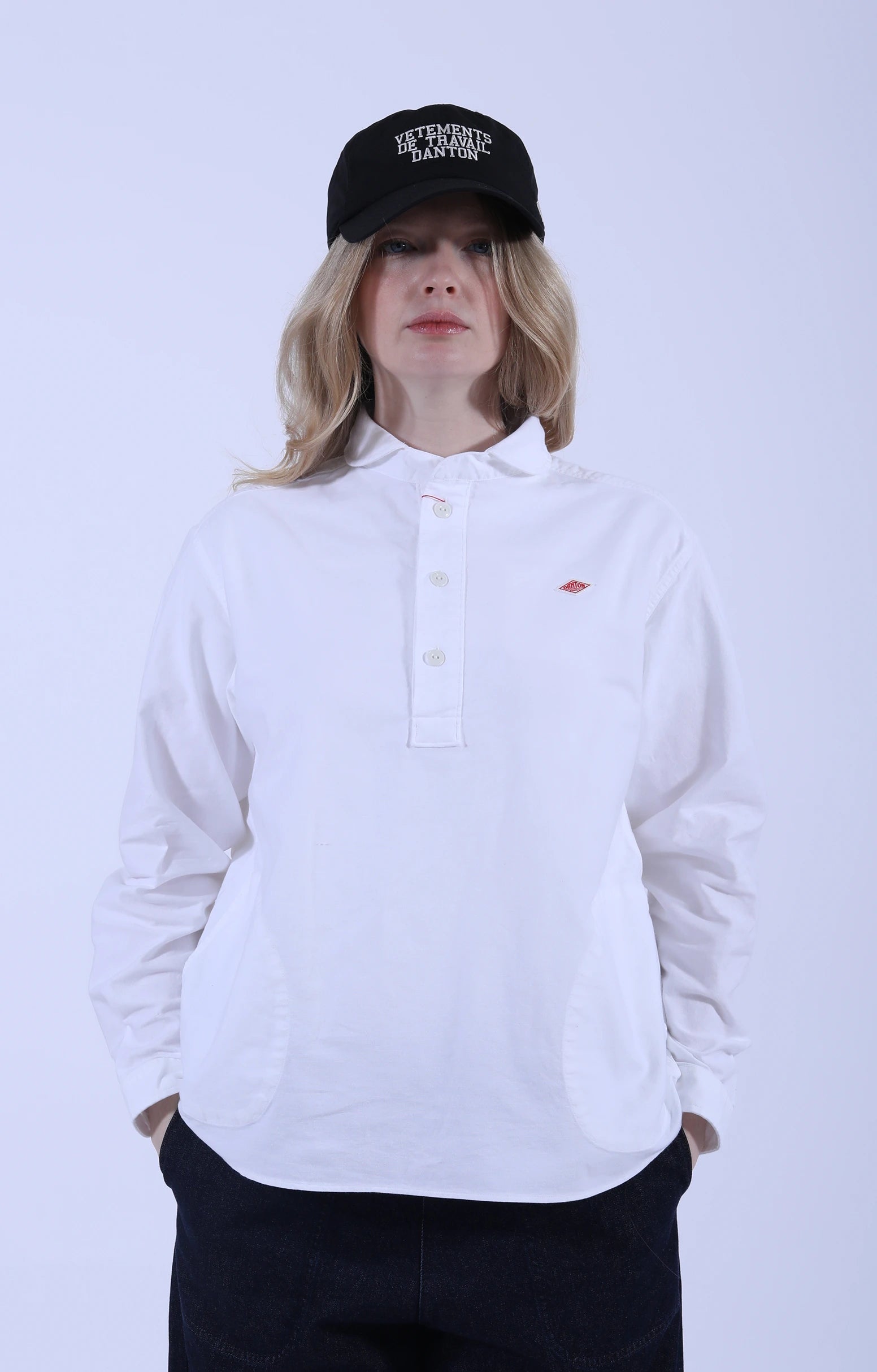 Round Collar P.O. Shirt White
