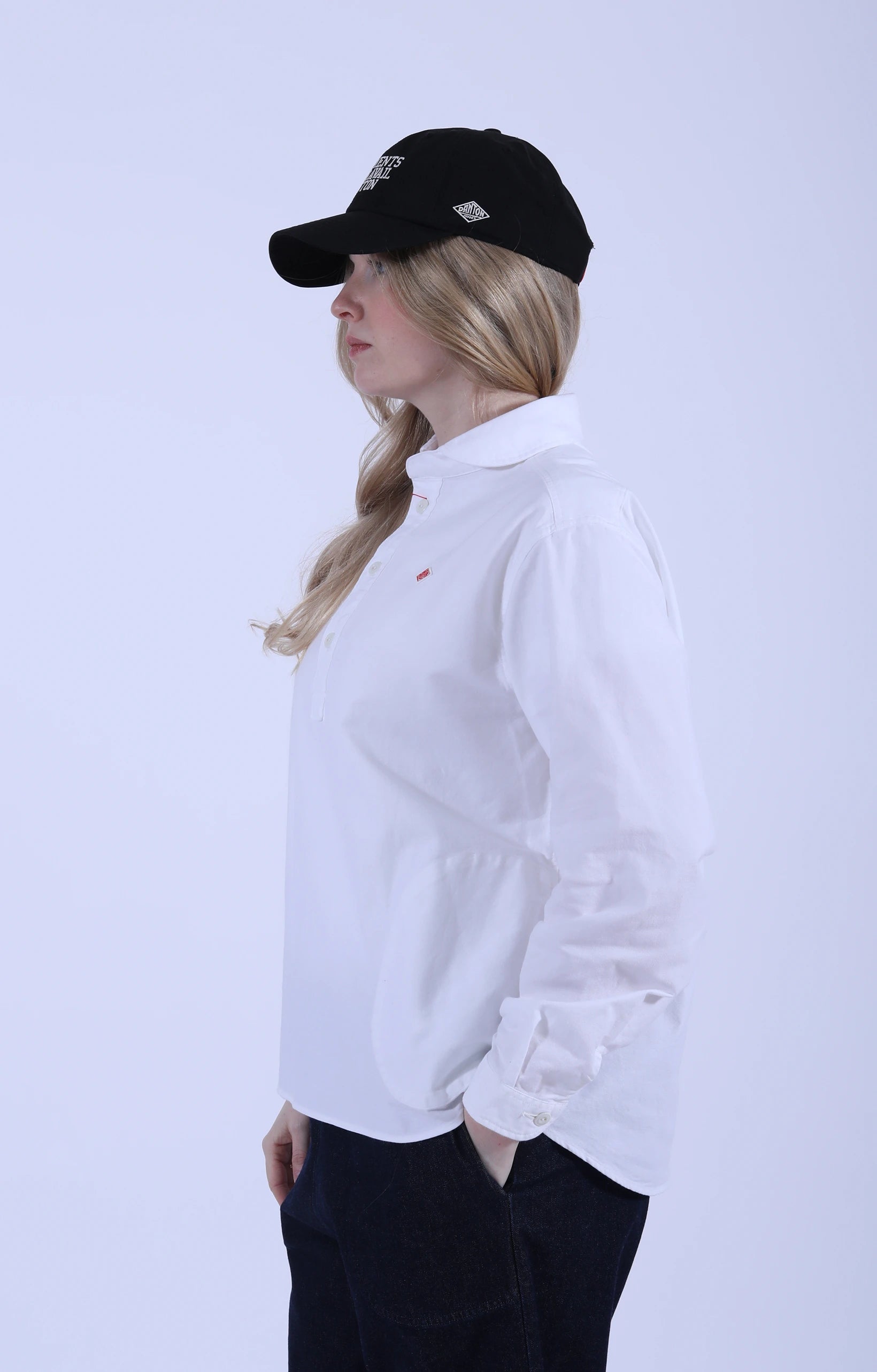 Round Collar P.O. Shirt White