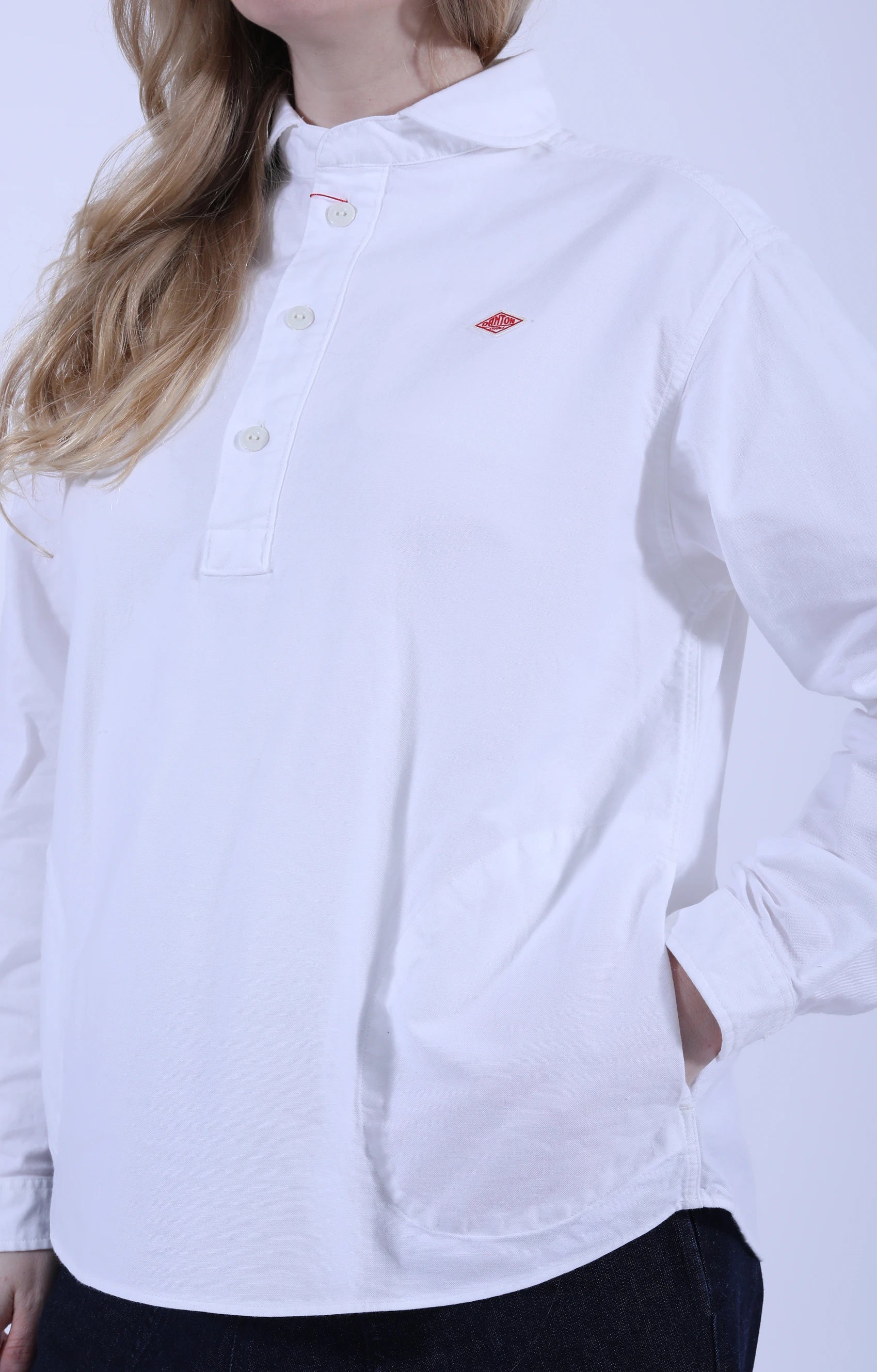 Round Collar P.O. Shirt White