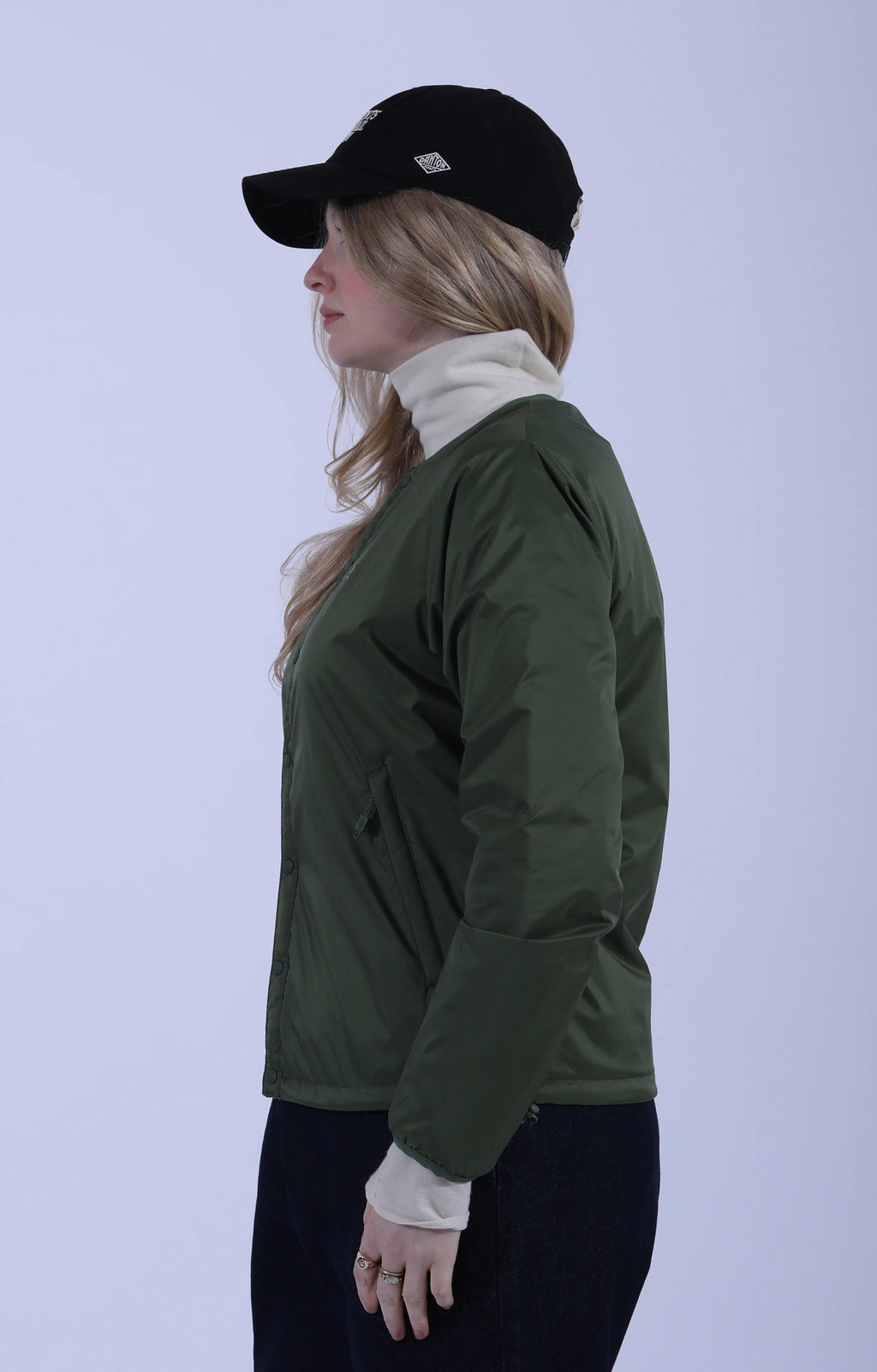 Insulation Collarless Jacket Olive