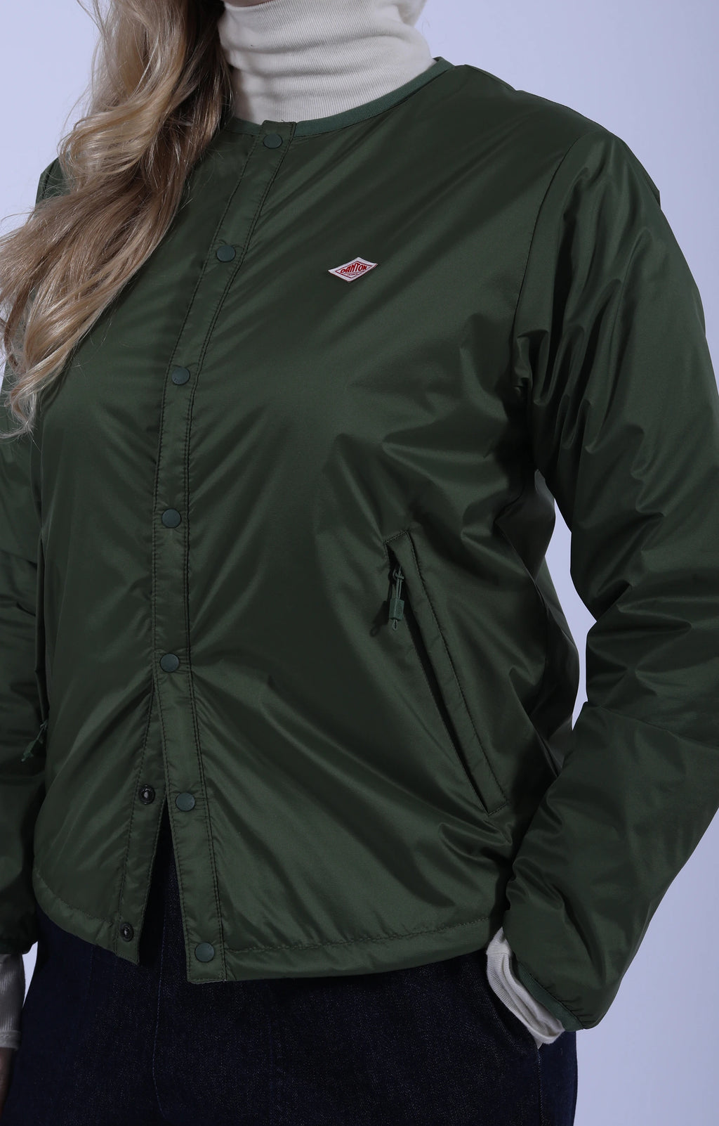 Insulation Collarless Jacket Olive
