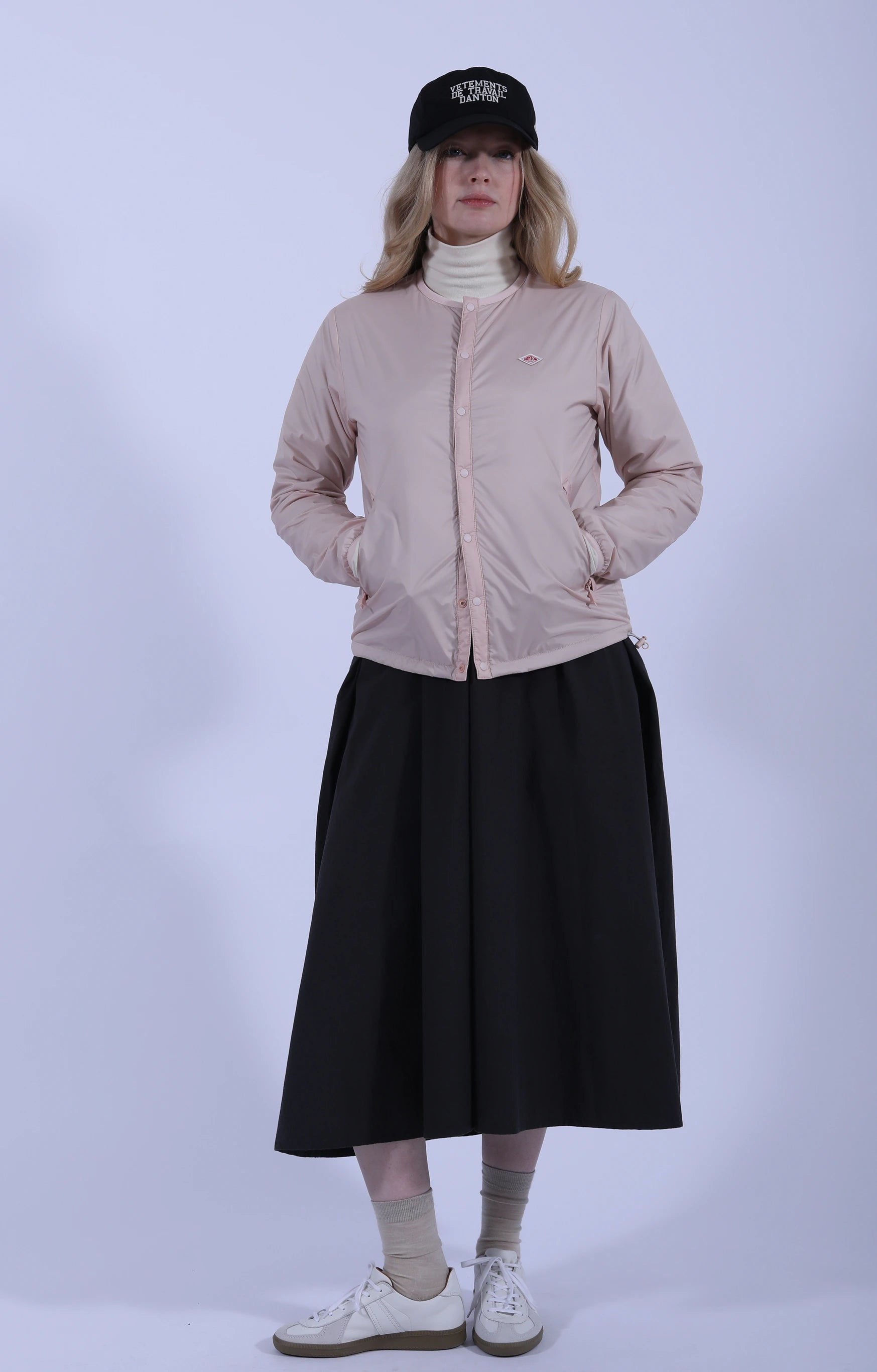 Insulation Collarless Jacket Pink