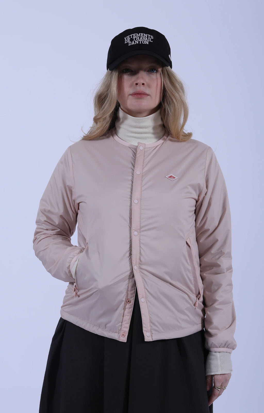 Insulation Collarless Jacket Pink