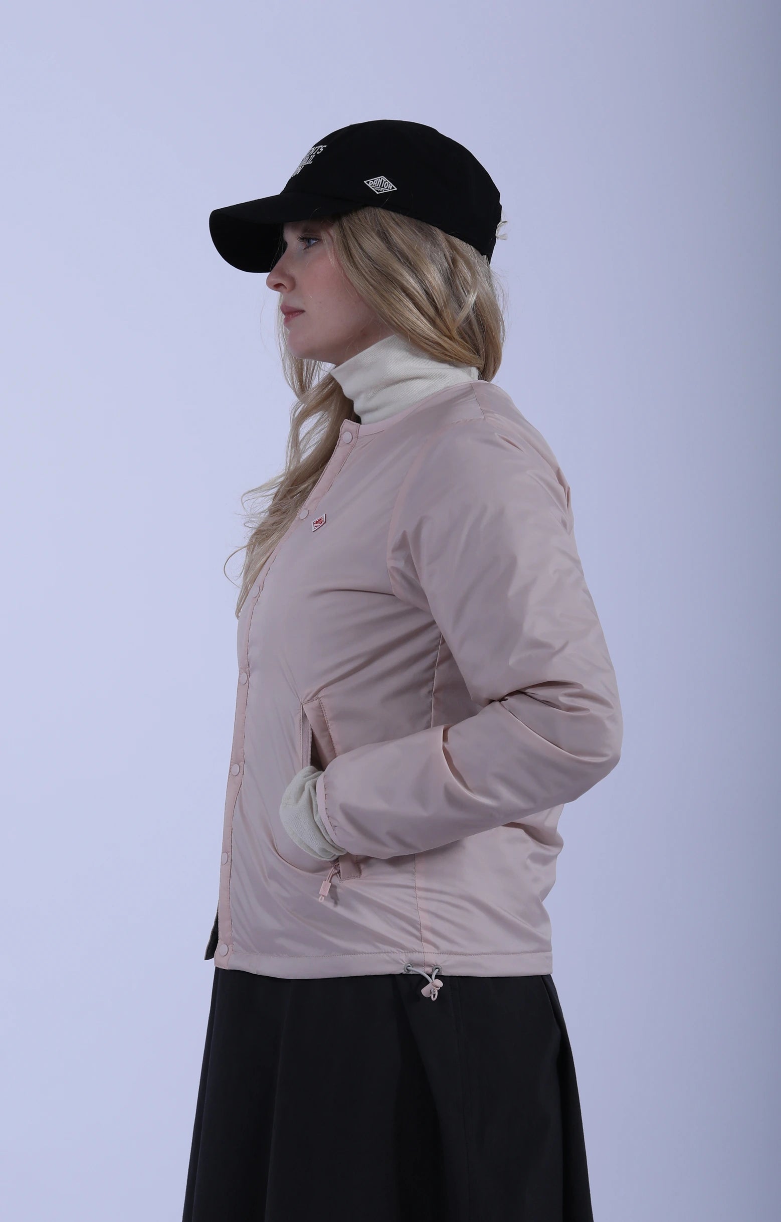 Insulation Collarless Jacket Pink