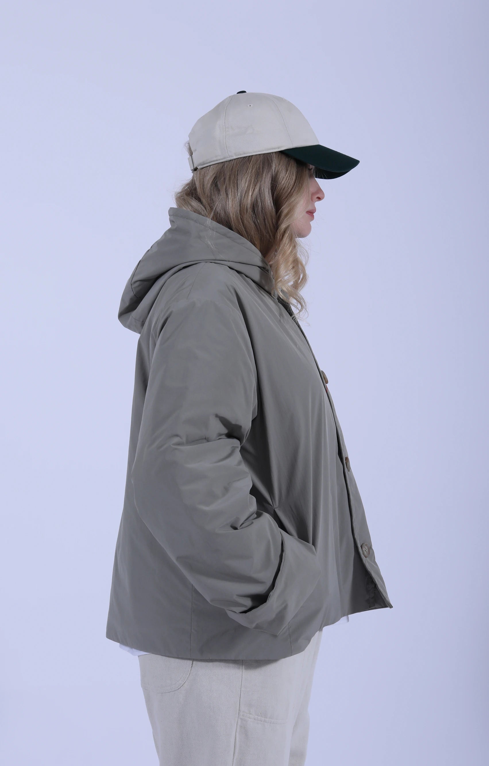 Hooded Jacket Taffeta Greige