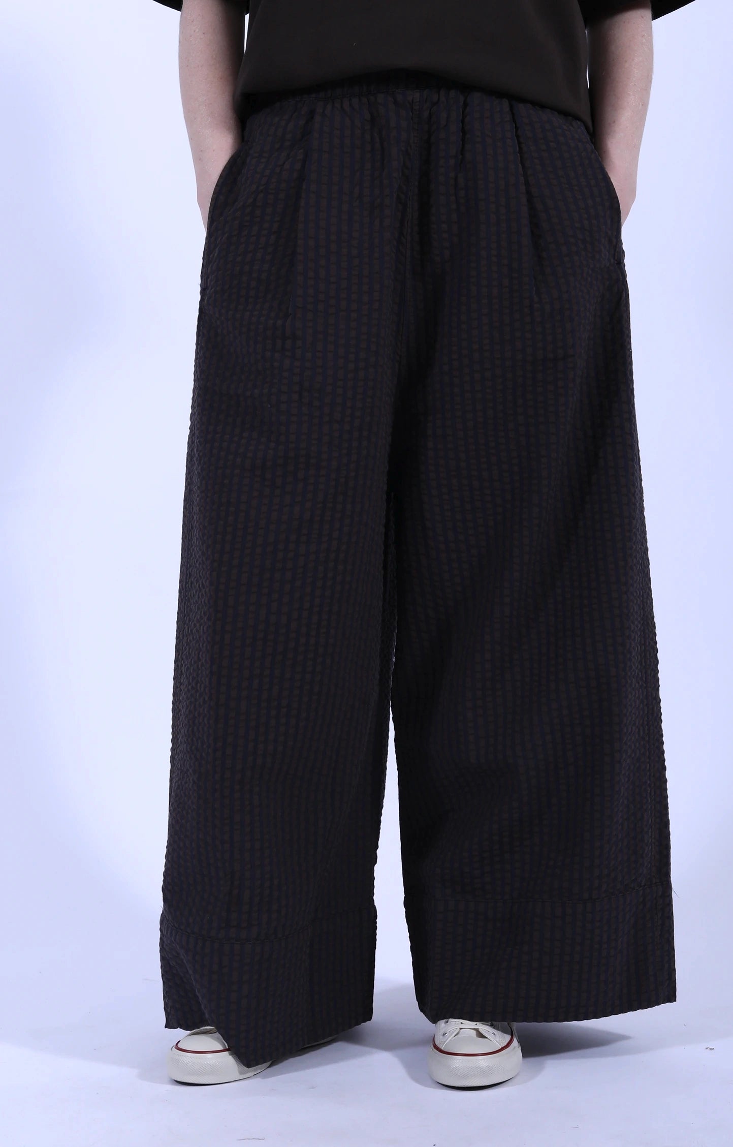Culotte Seersucker Trouser Coffee/Navy
