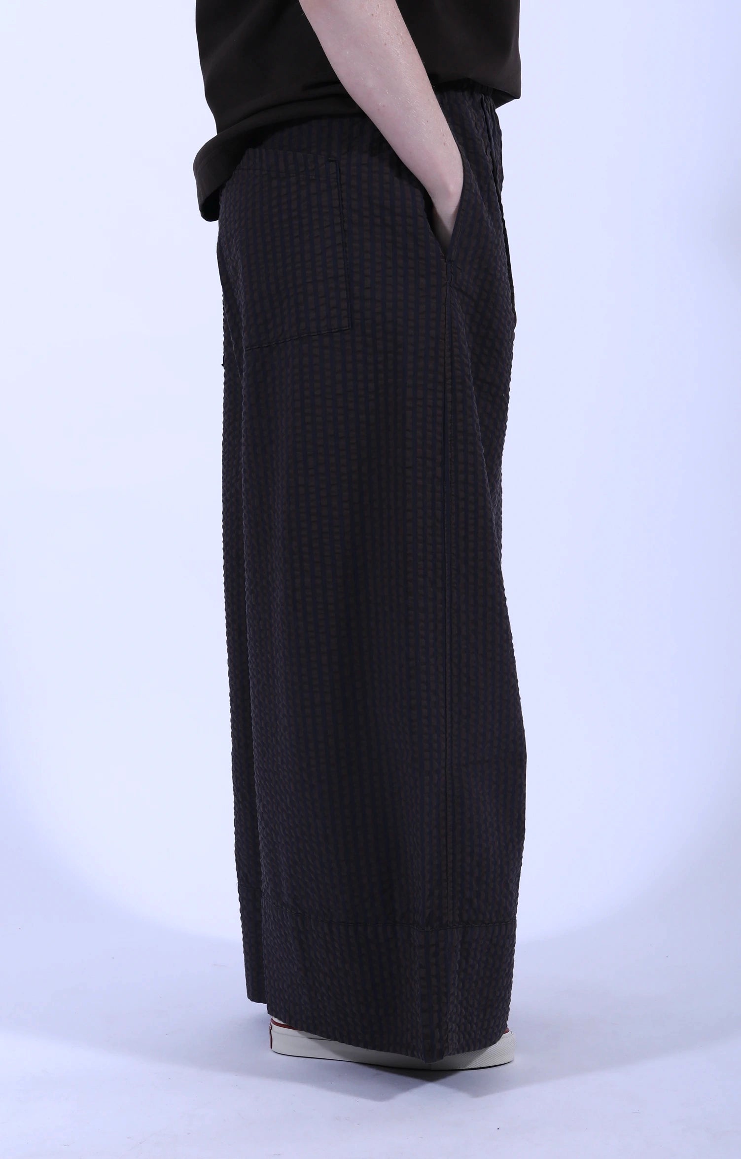 Culotte Seersucker Trouser Coffee/Navy