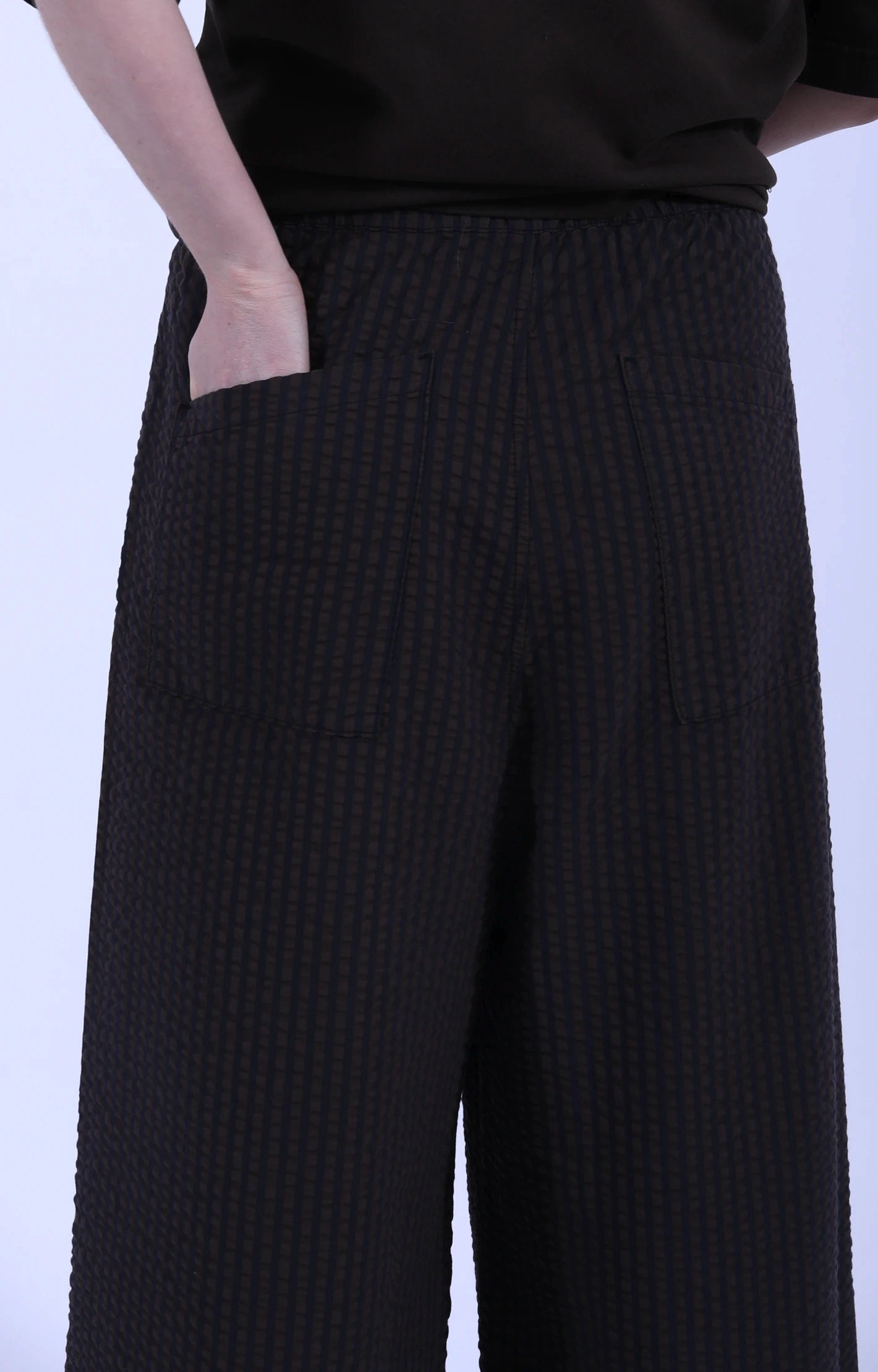 Culotte Seersucker Trouser Coffee/Navy