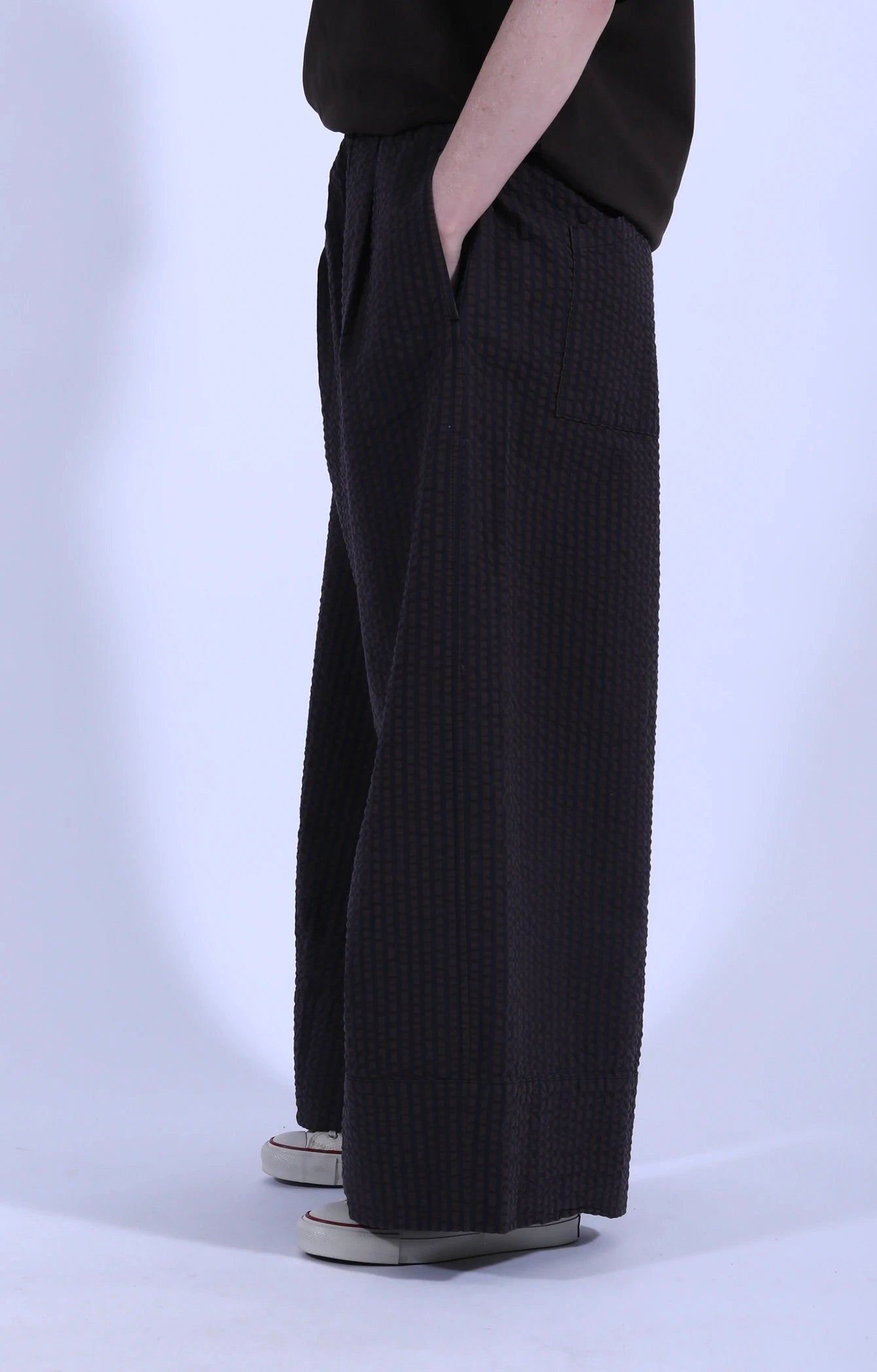 Culotte Seersucker Trouser Coffee/Navy