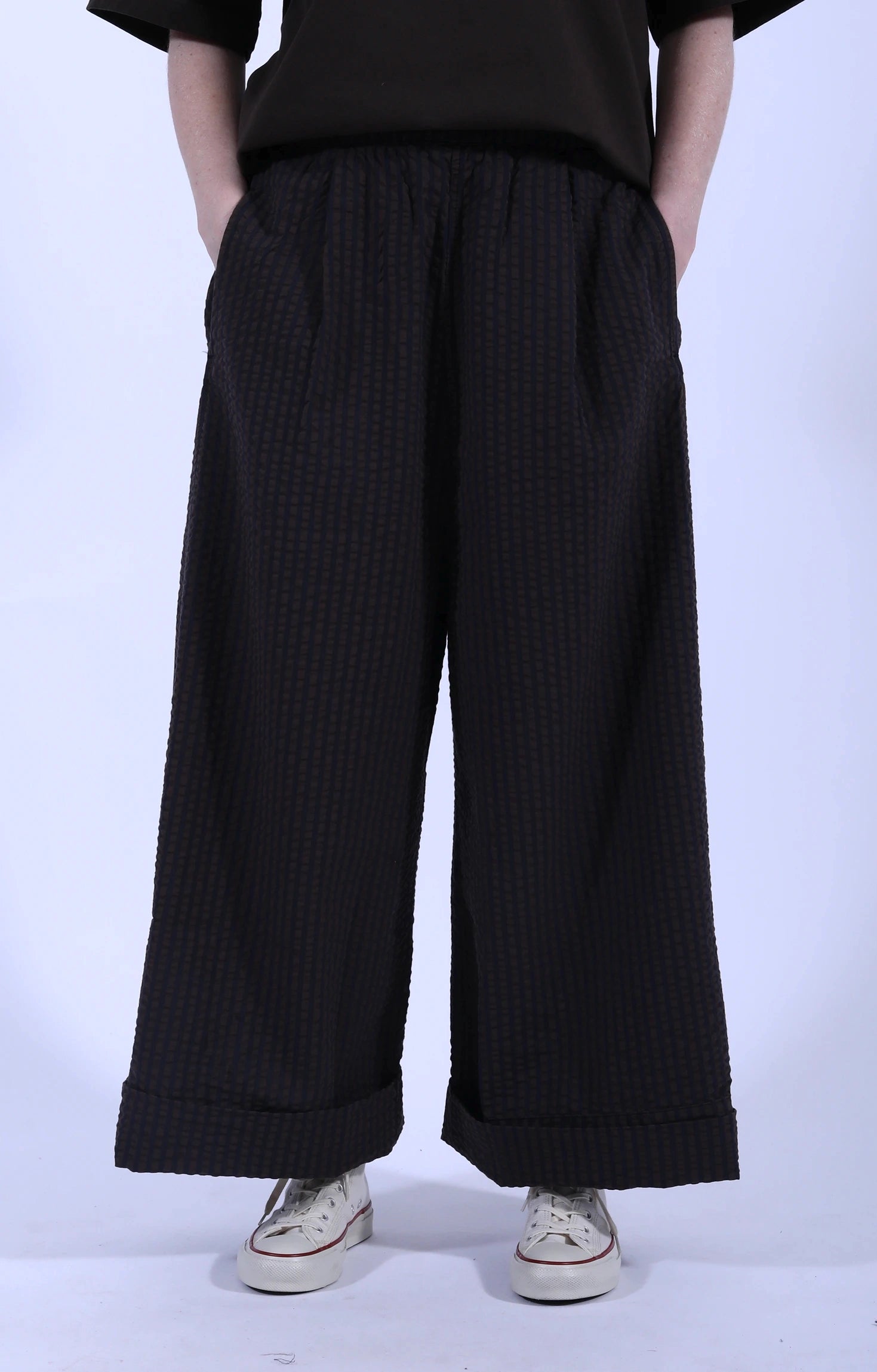 Culotte Seersucker Trouser Coffee/Navy