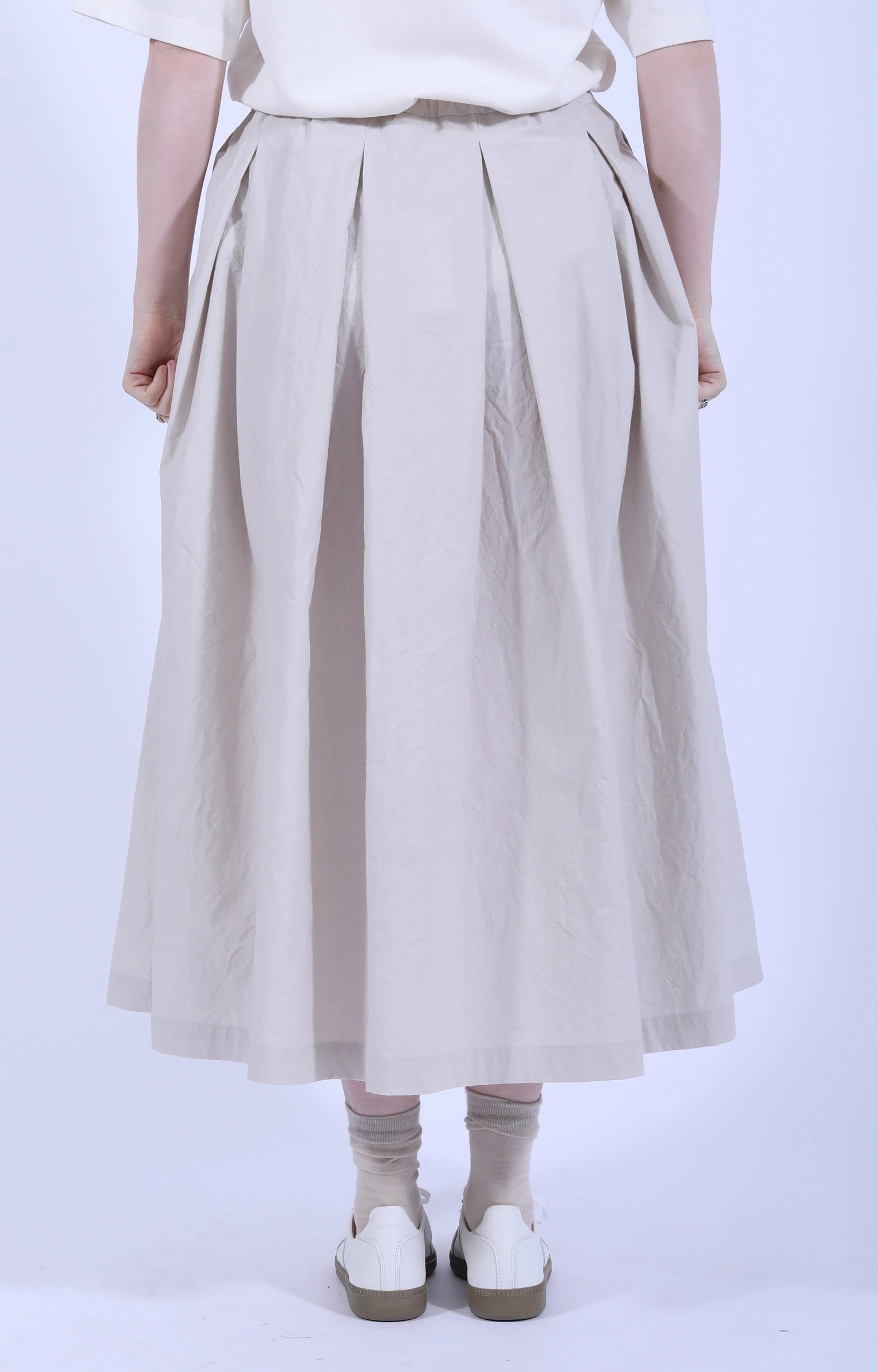 Cotton Tucked Skirt L.Gray