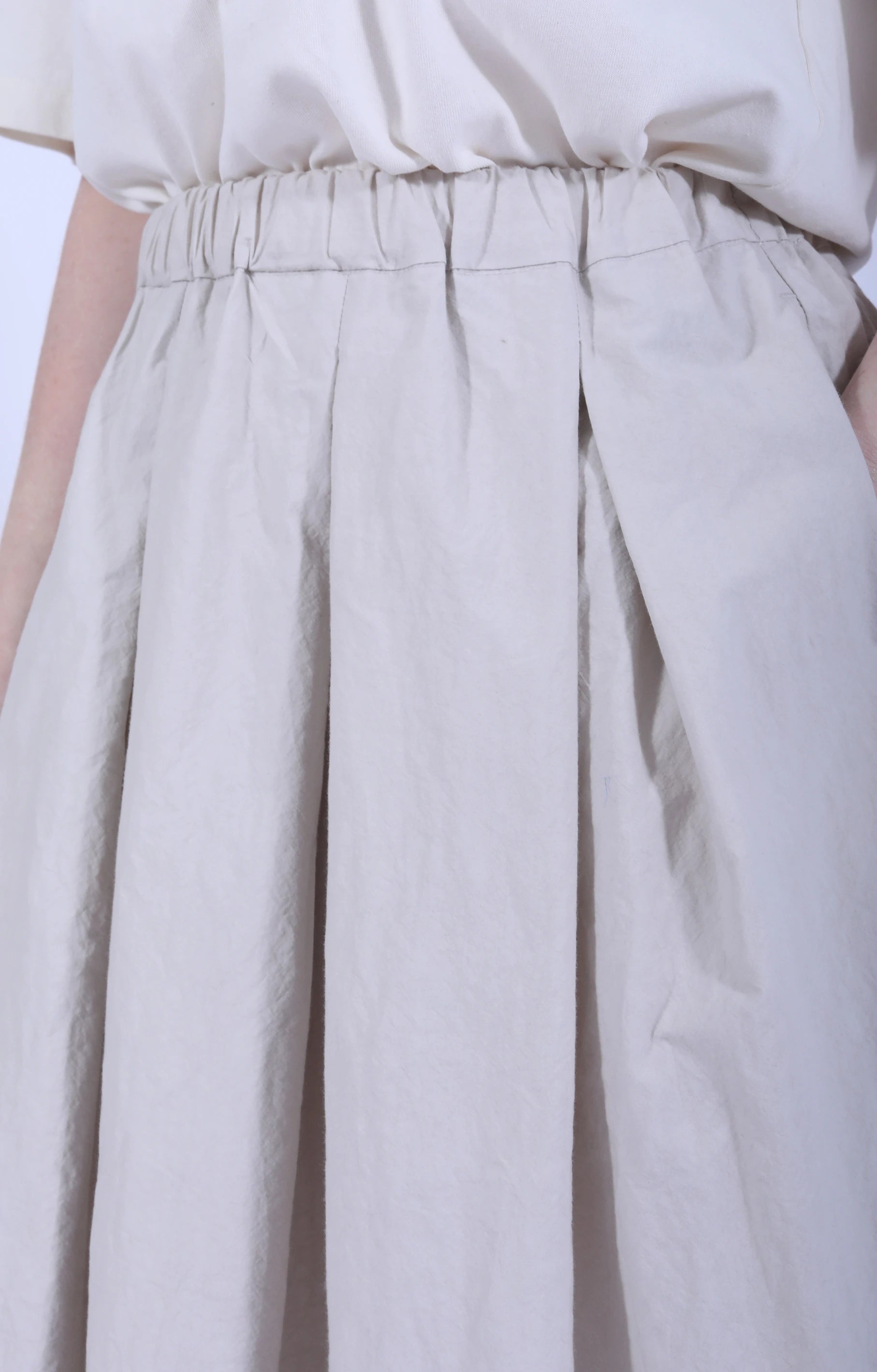Cotton Tucked Skirt L.Gray