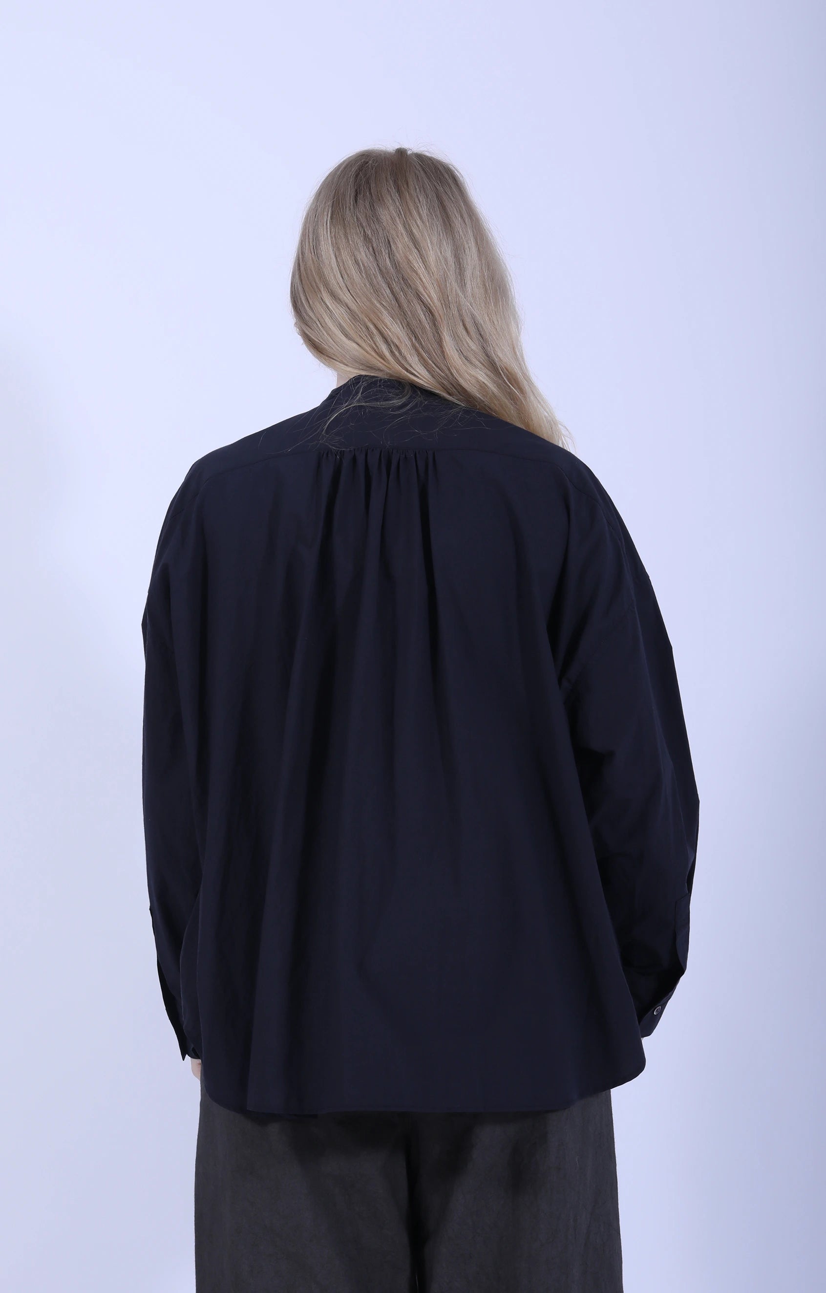 Cotton Frill Wide Shirt Navy
