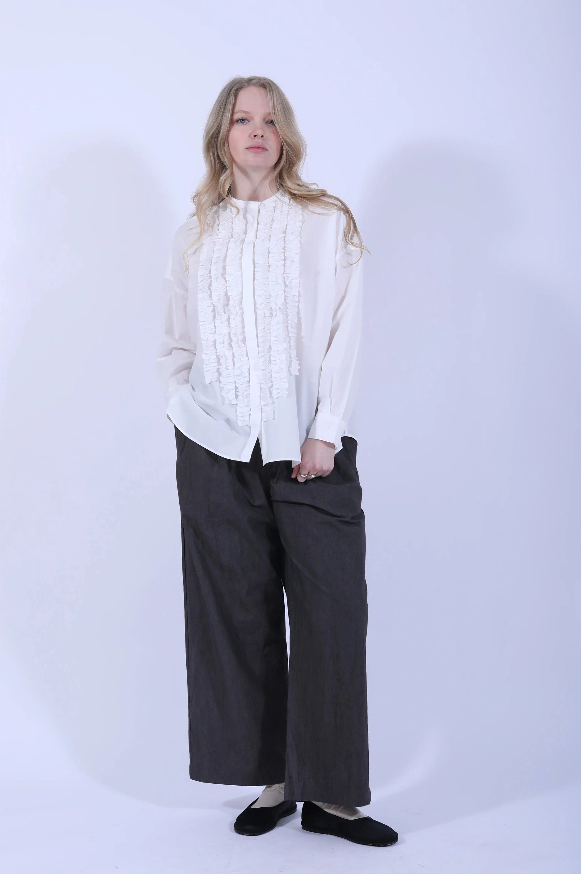 Cotton Frill Wide Shirt Off-White