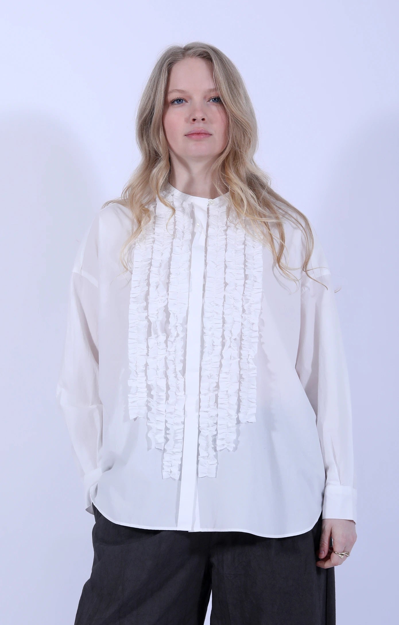 Cotton Frill Wide Shirt Off-White