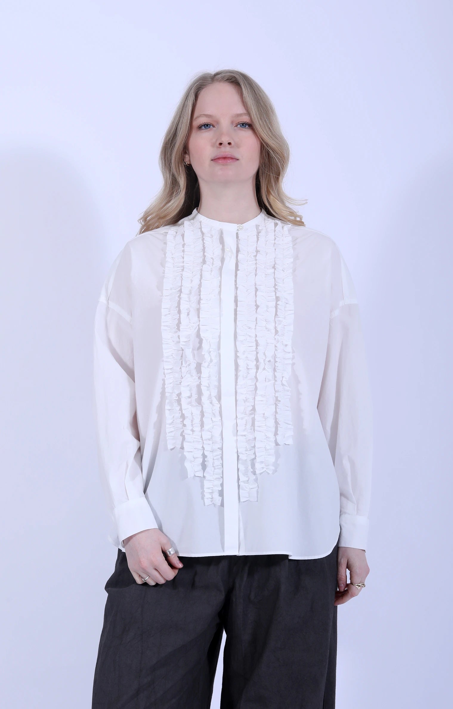 Cotton Frill Wide Shirt Off-White