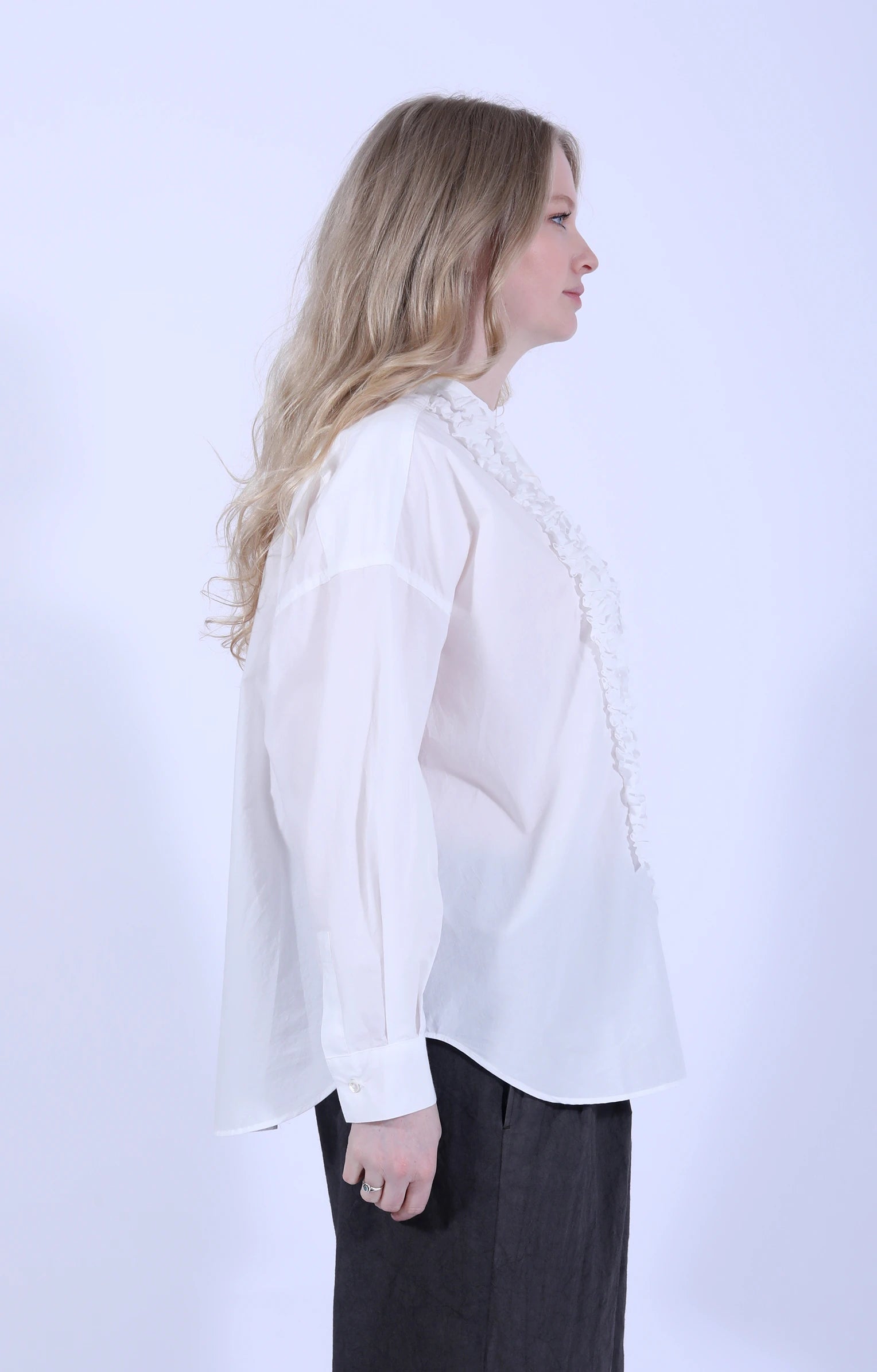 Cotton Frill Wide Shirt Off-White