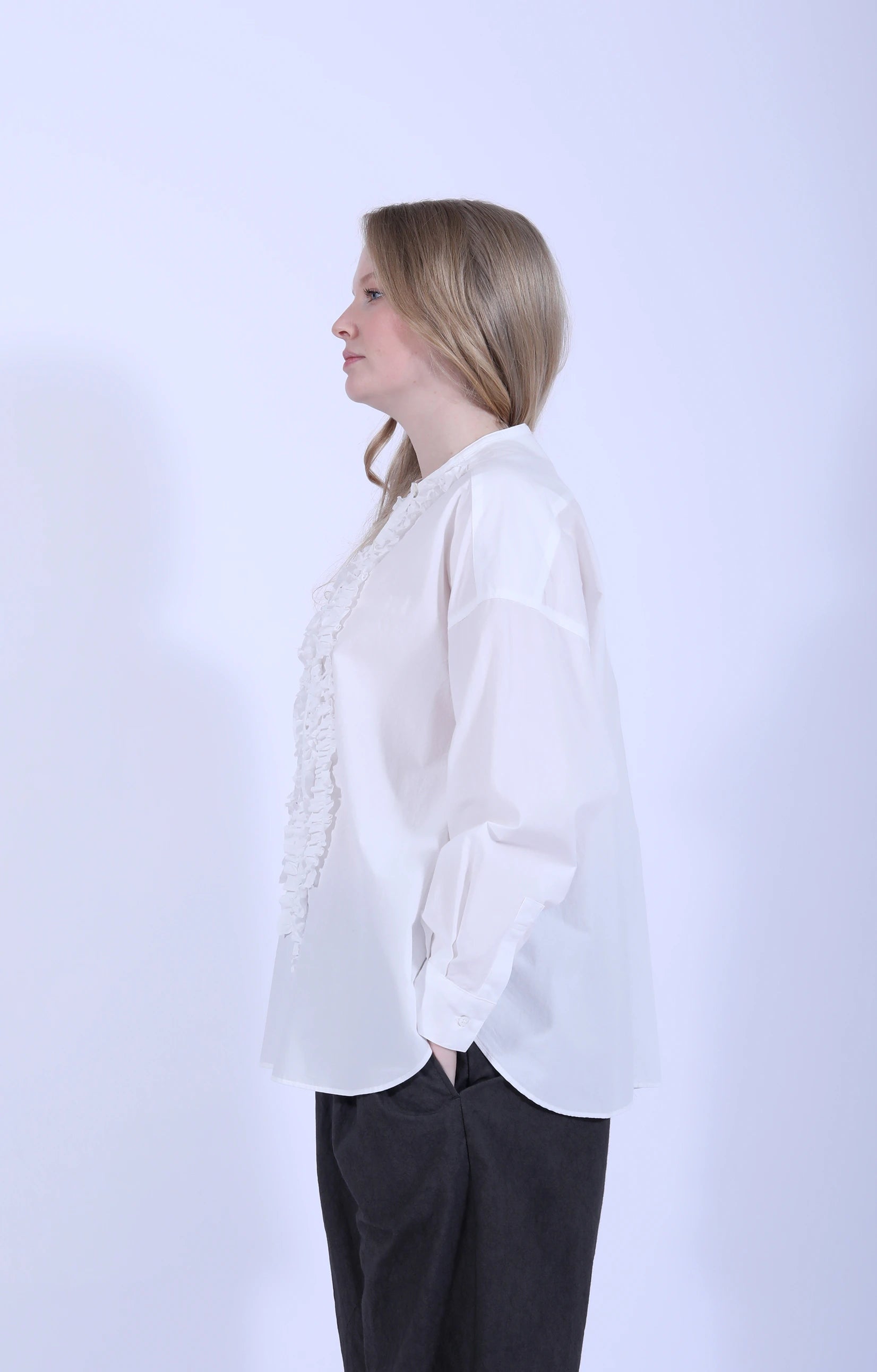 Cotton Frill Wide Shirt Off-White