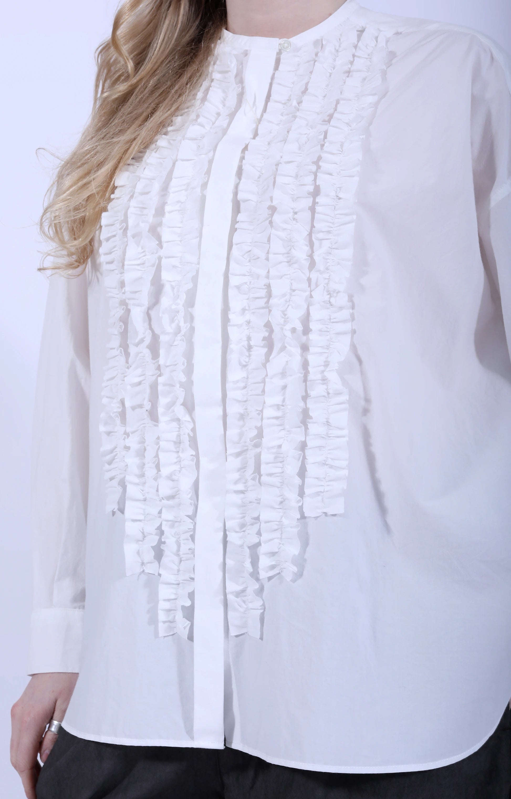 Cotton Frill Wide Shirt Off-White