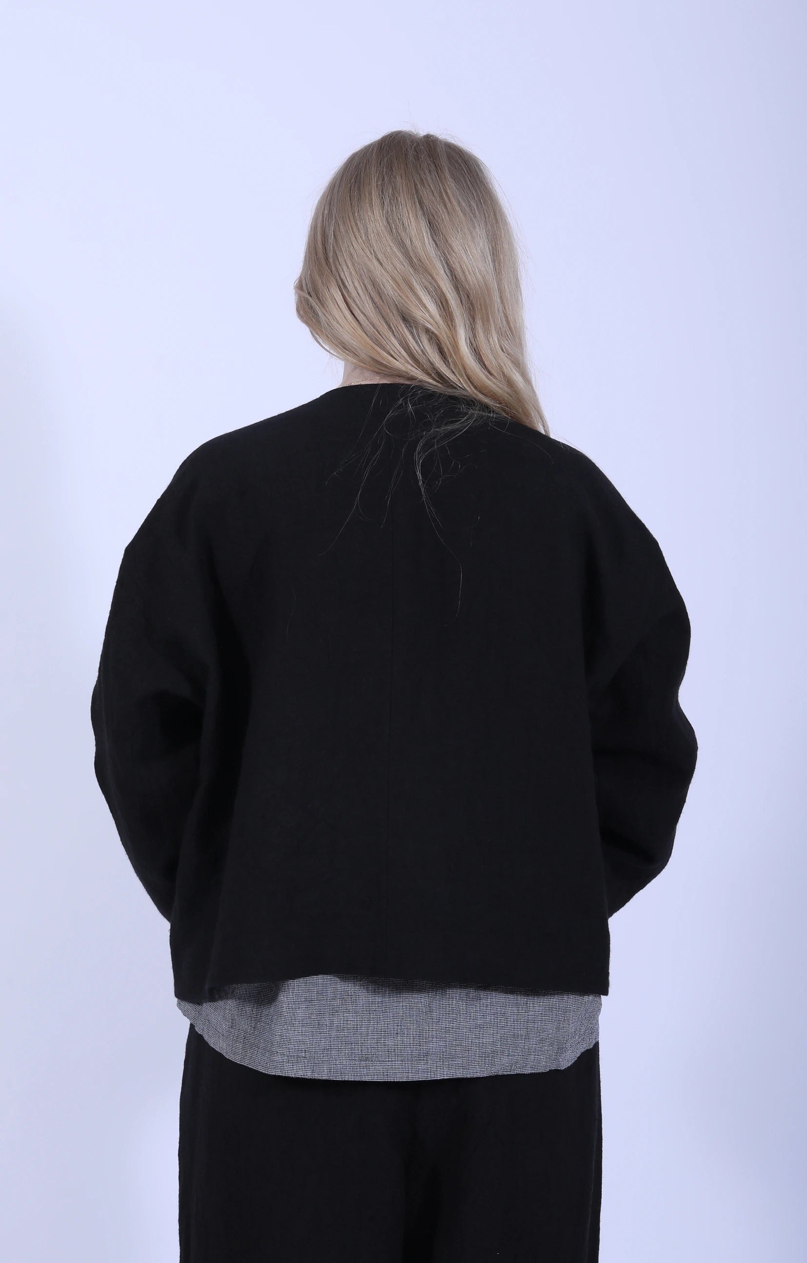 Collarless Jacket Black