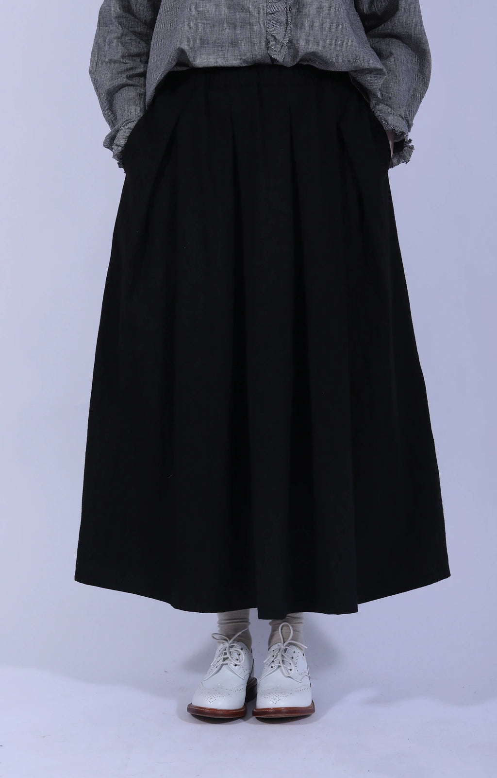 Cotton Linen Tucked Skirt