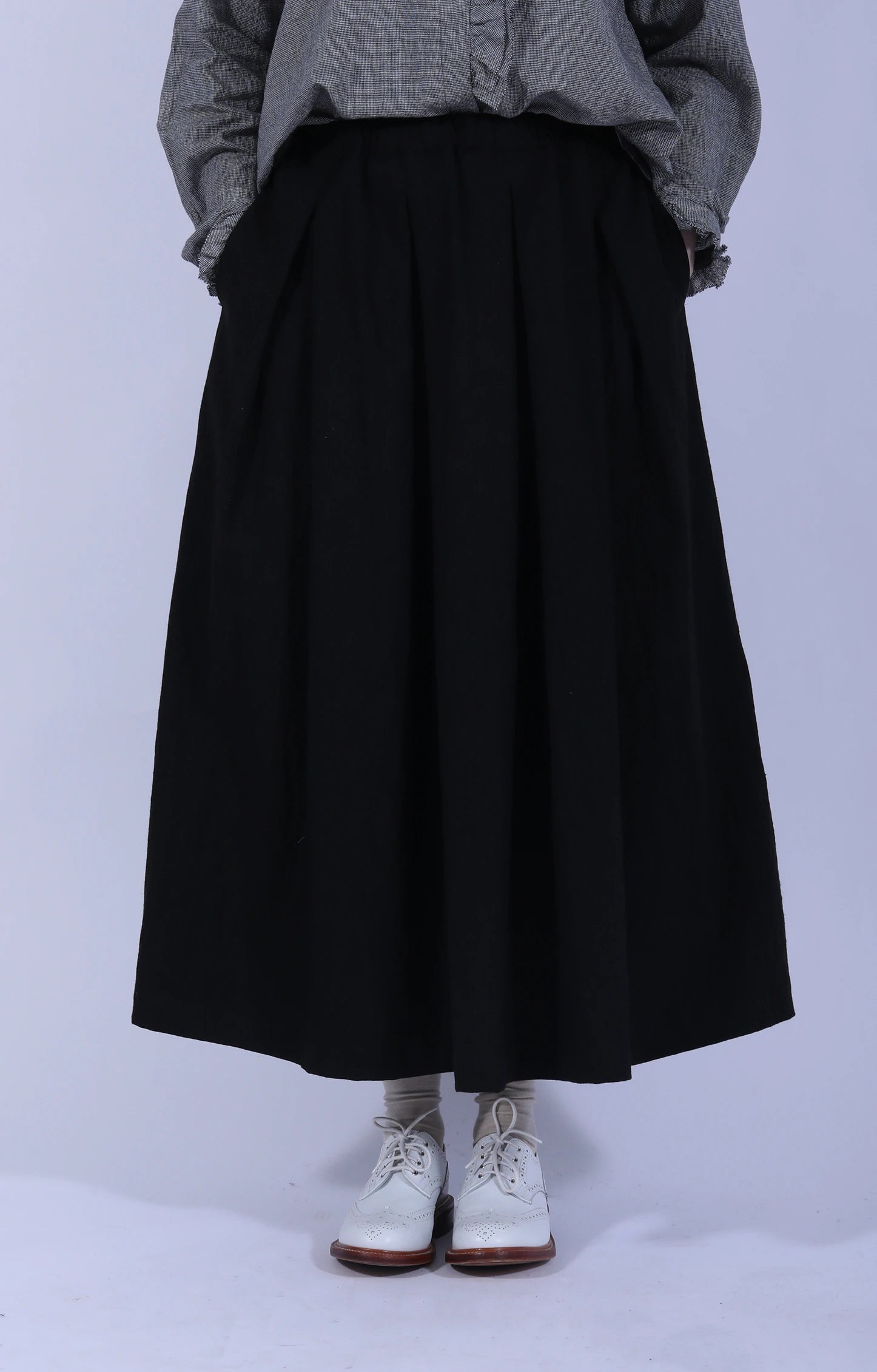 Cotton Linen Tucked Skirt