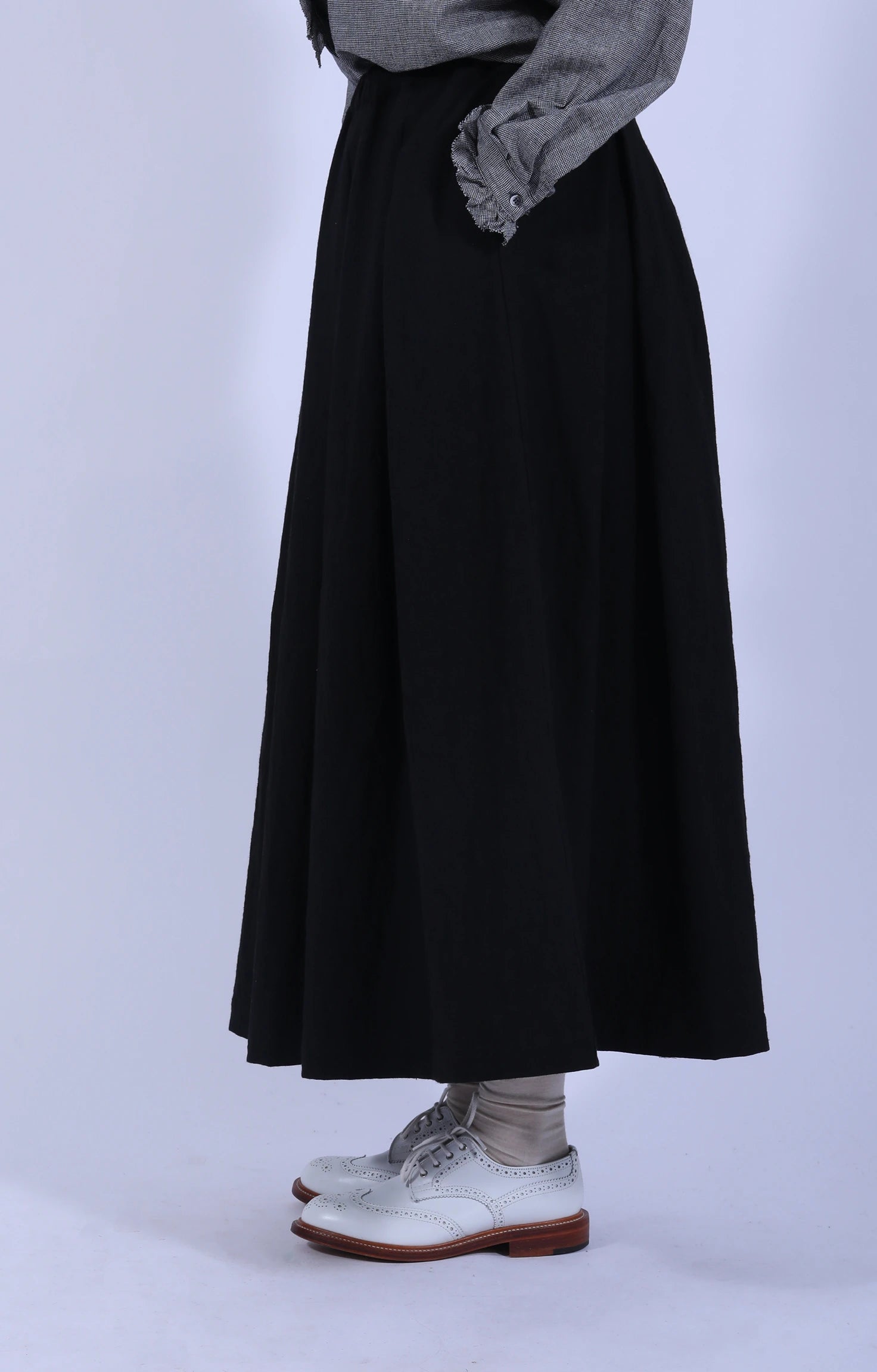 Cotton Linen Tucked Skirt
