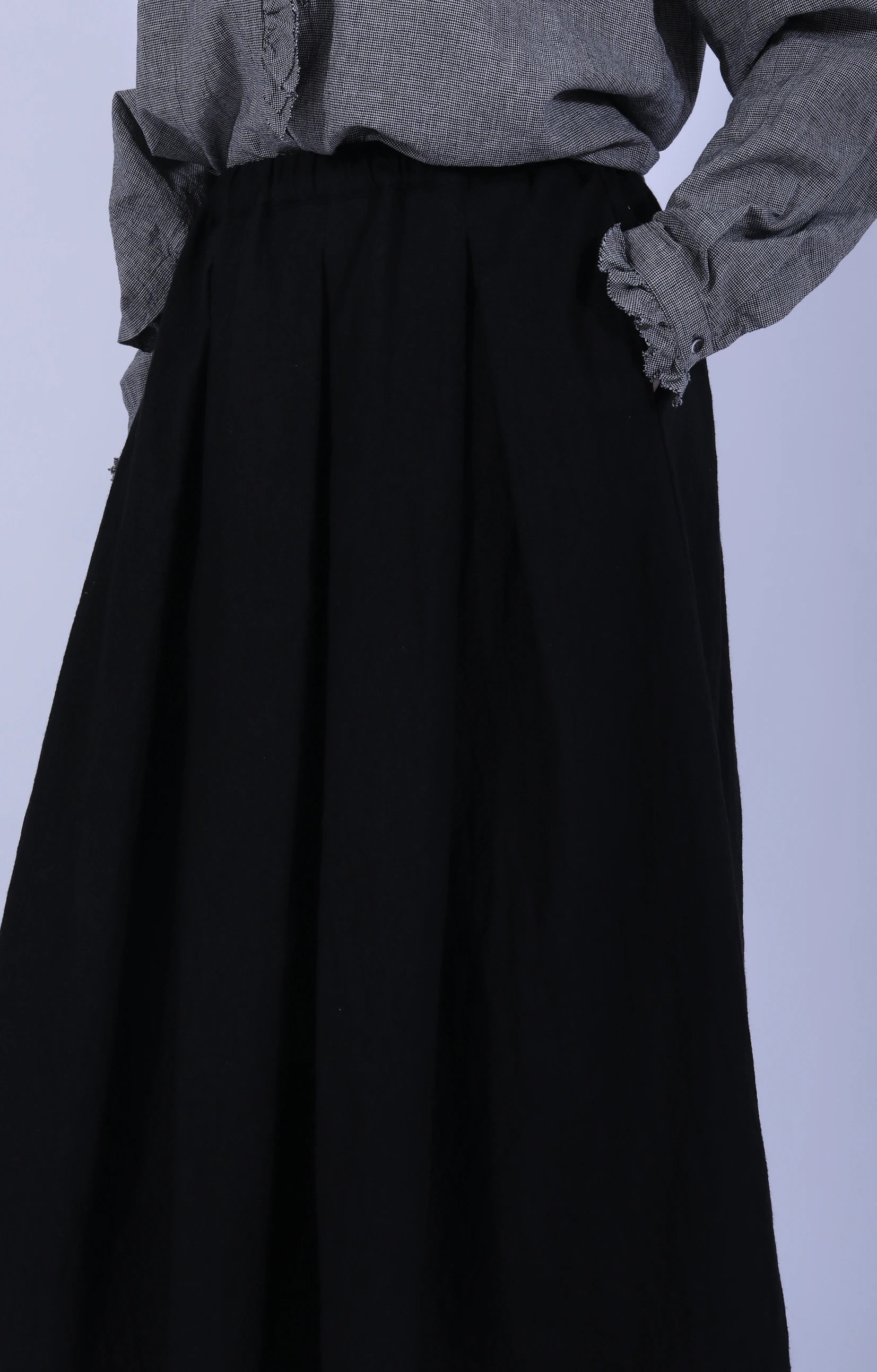 Cotton Linen Tucked Skirt