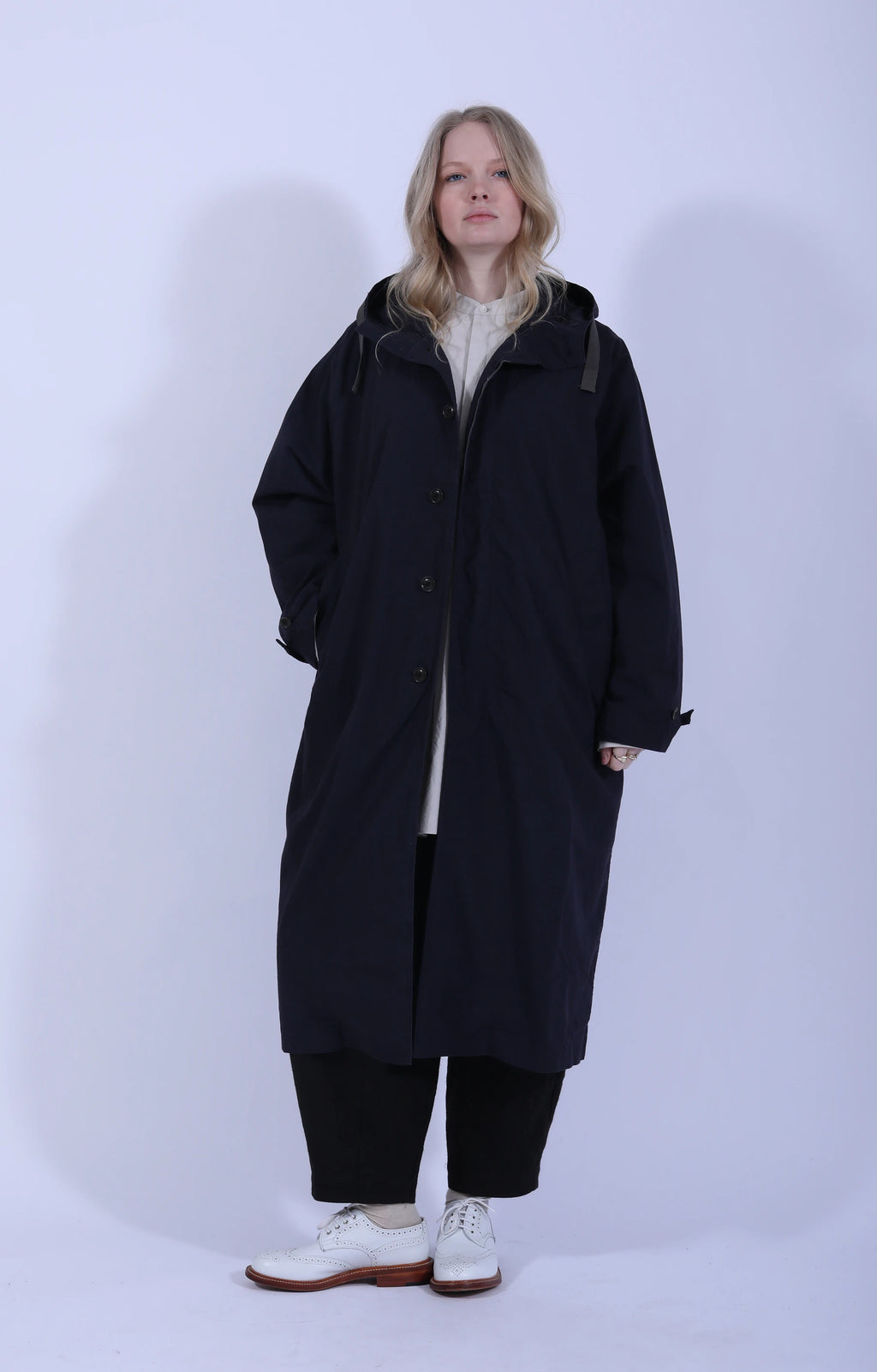 Hooded Raglan Coat Navy