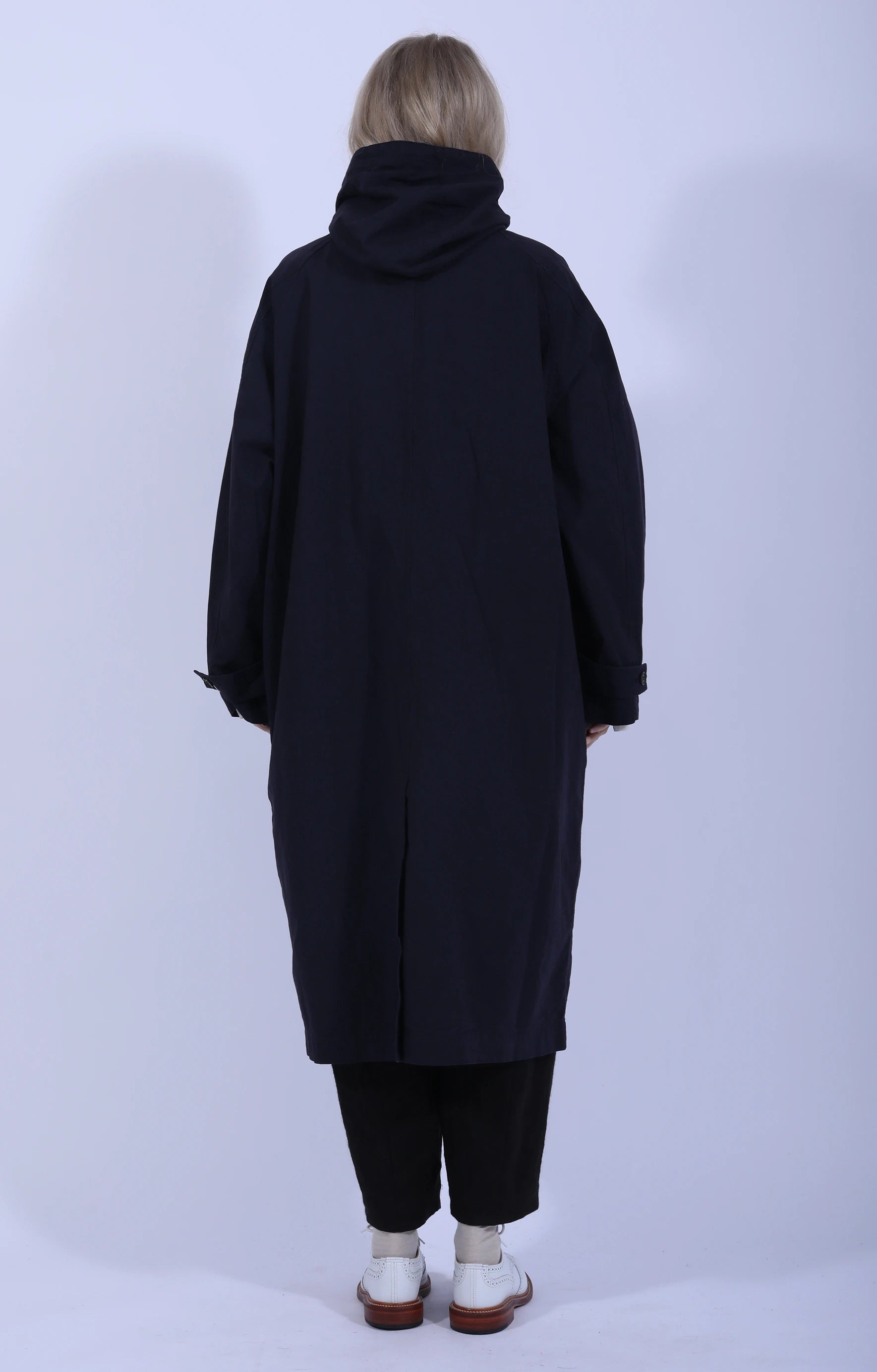 Hooded Raglan Coat Navy