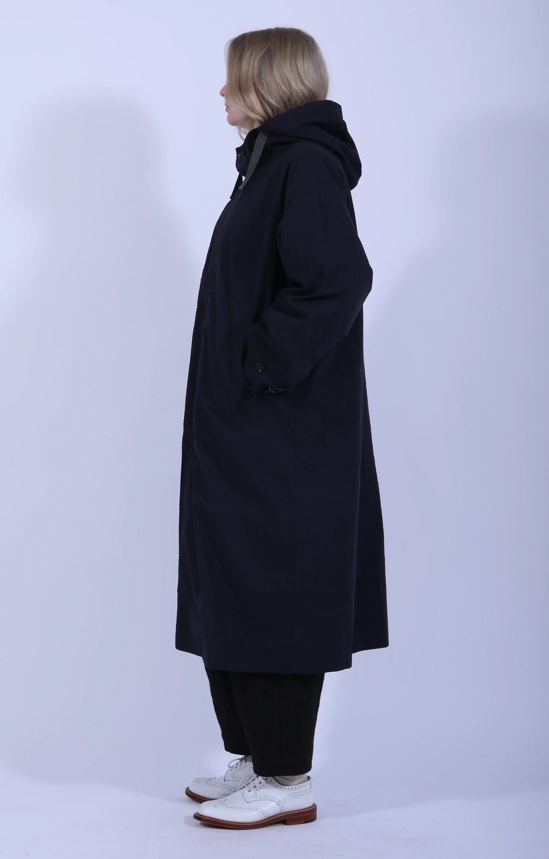 Hooded Raglan Coat Navy