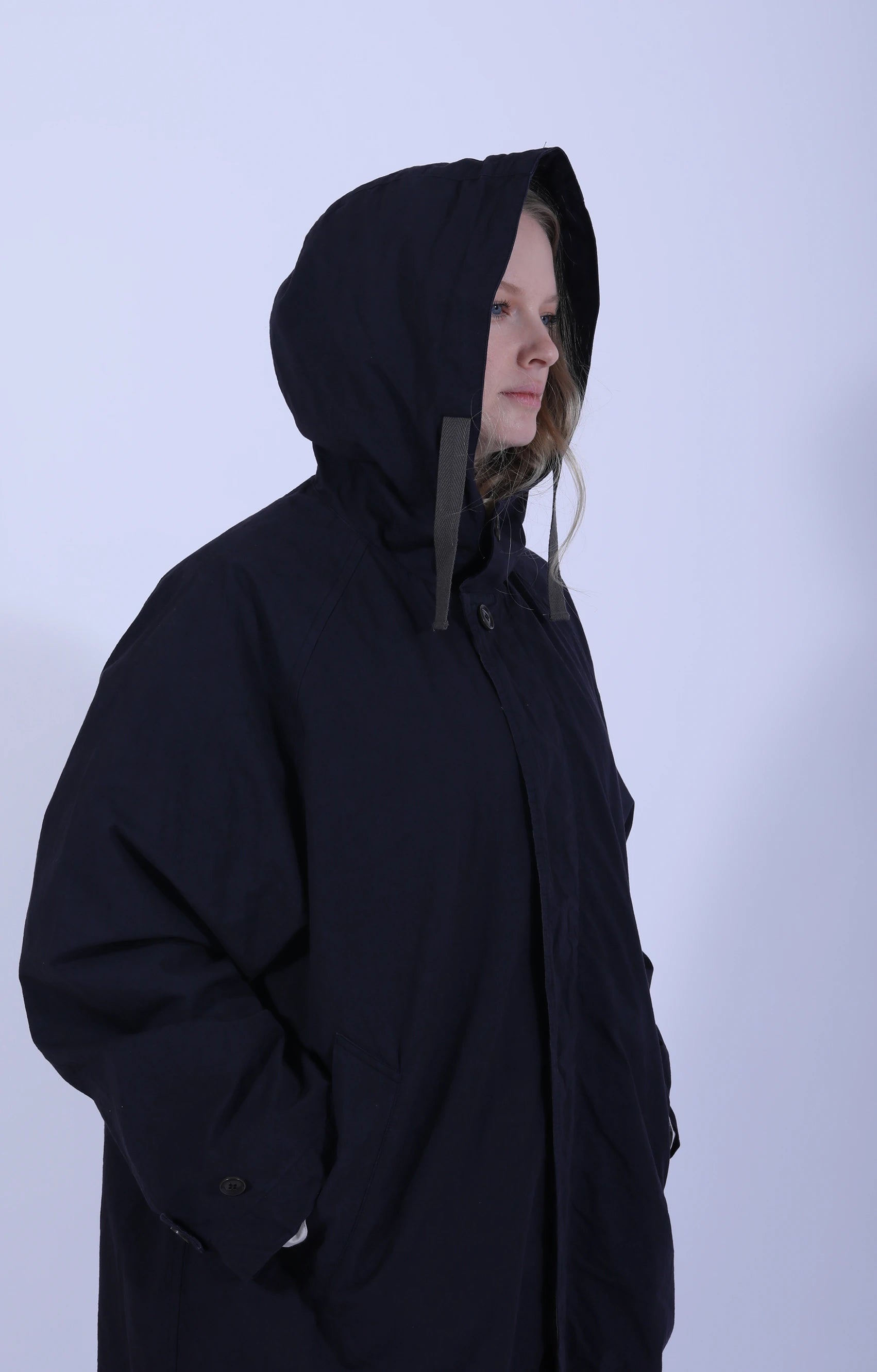 Hooded Raglan Coat Navy