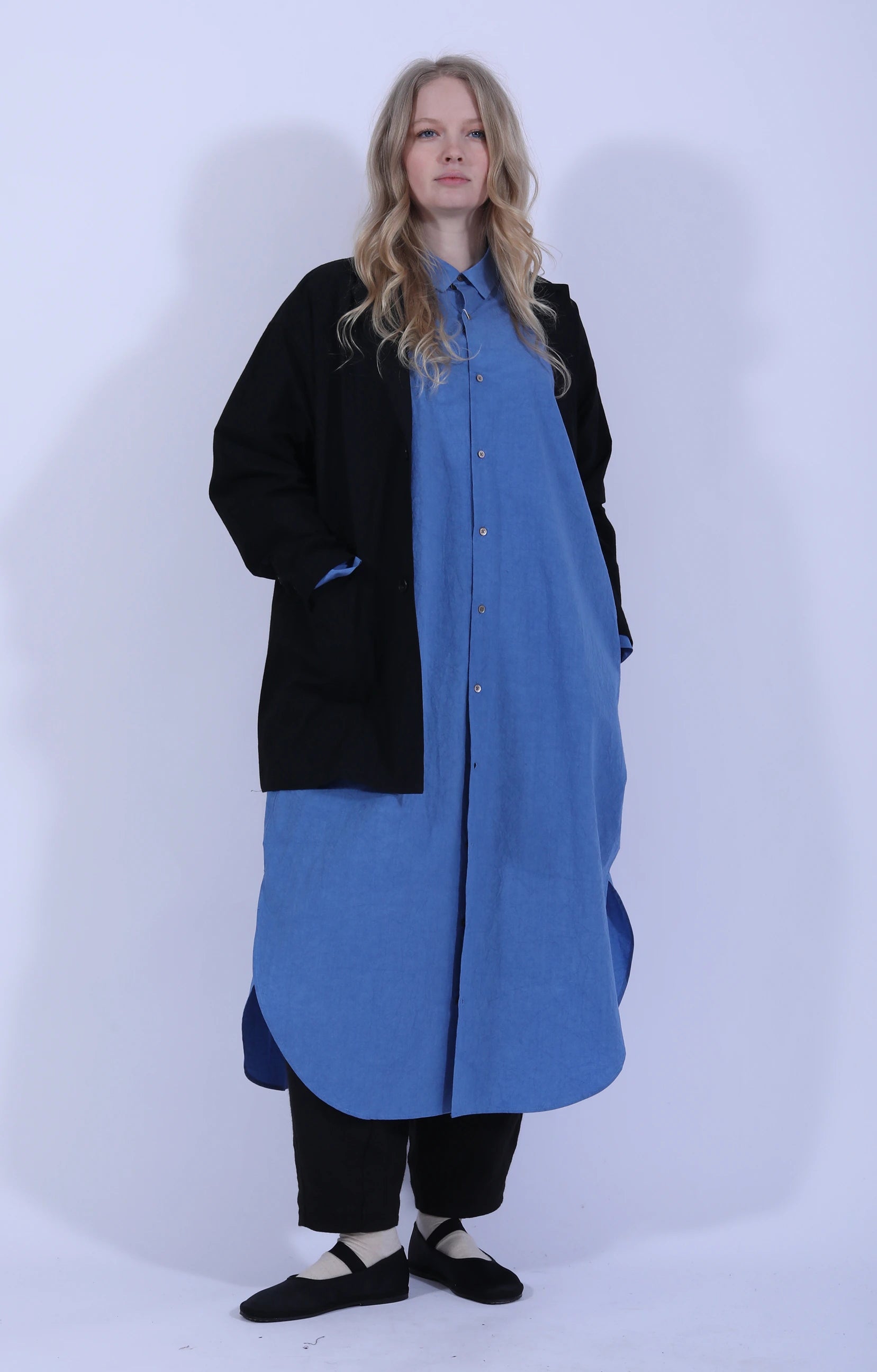 Wide Shirt Dress Blue