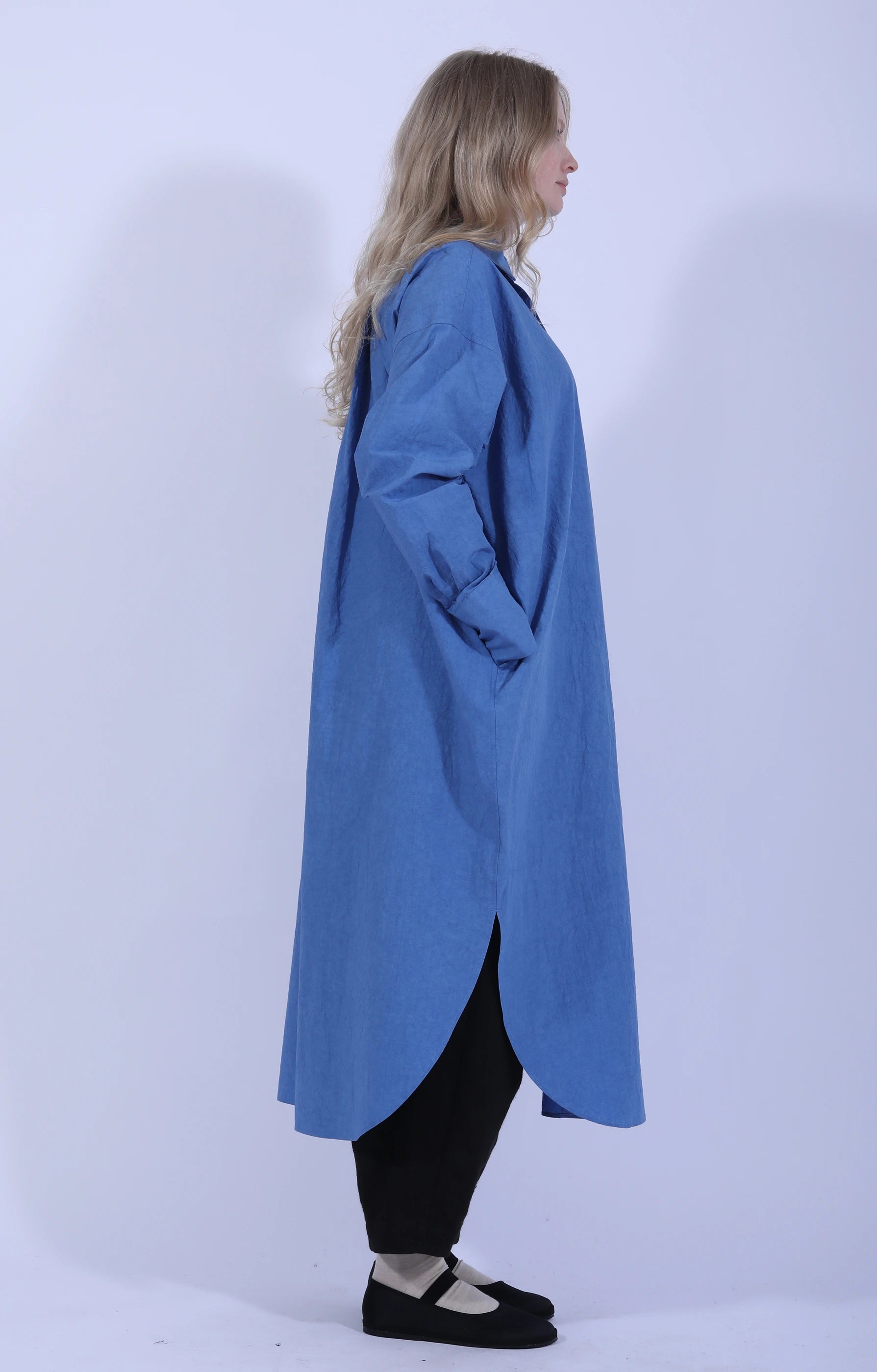 Wide Shirt Dress Blue