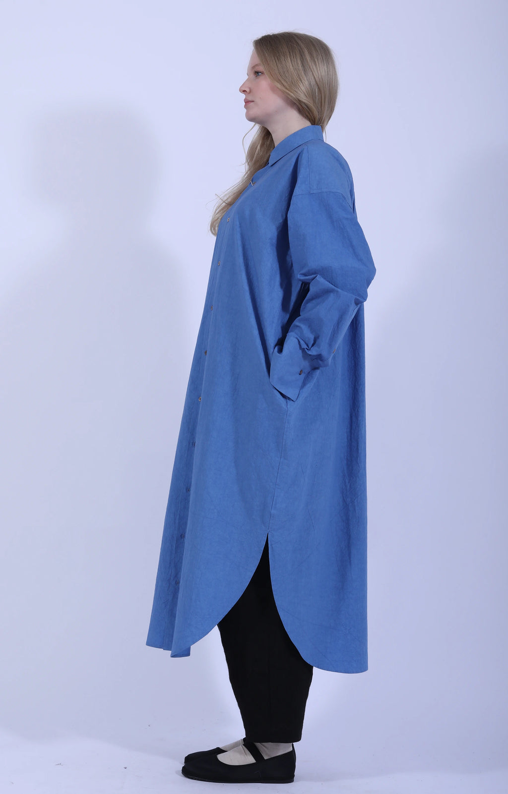 Wide Shirt Dress Blue