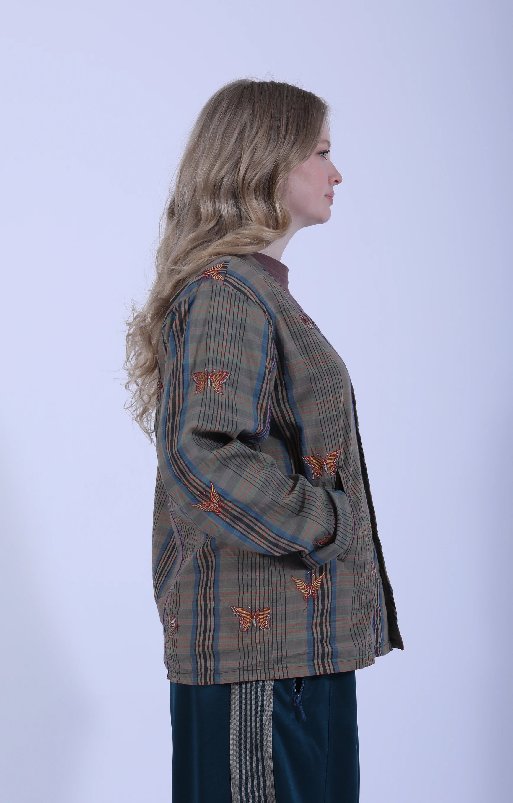 V-Neck Cardigan Madras Green