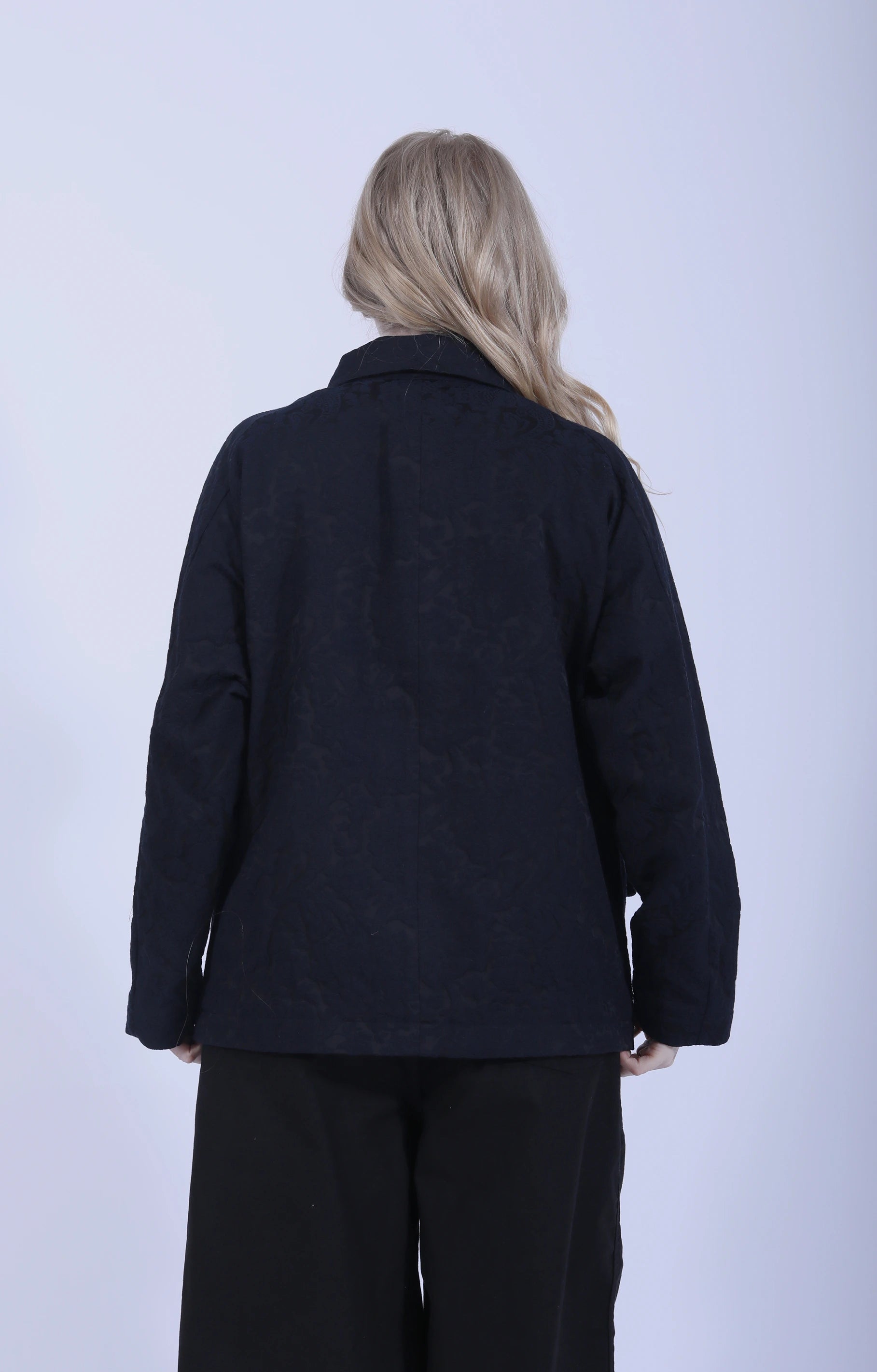 Round Collar Jacket Calico Jacq. Navy