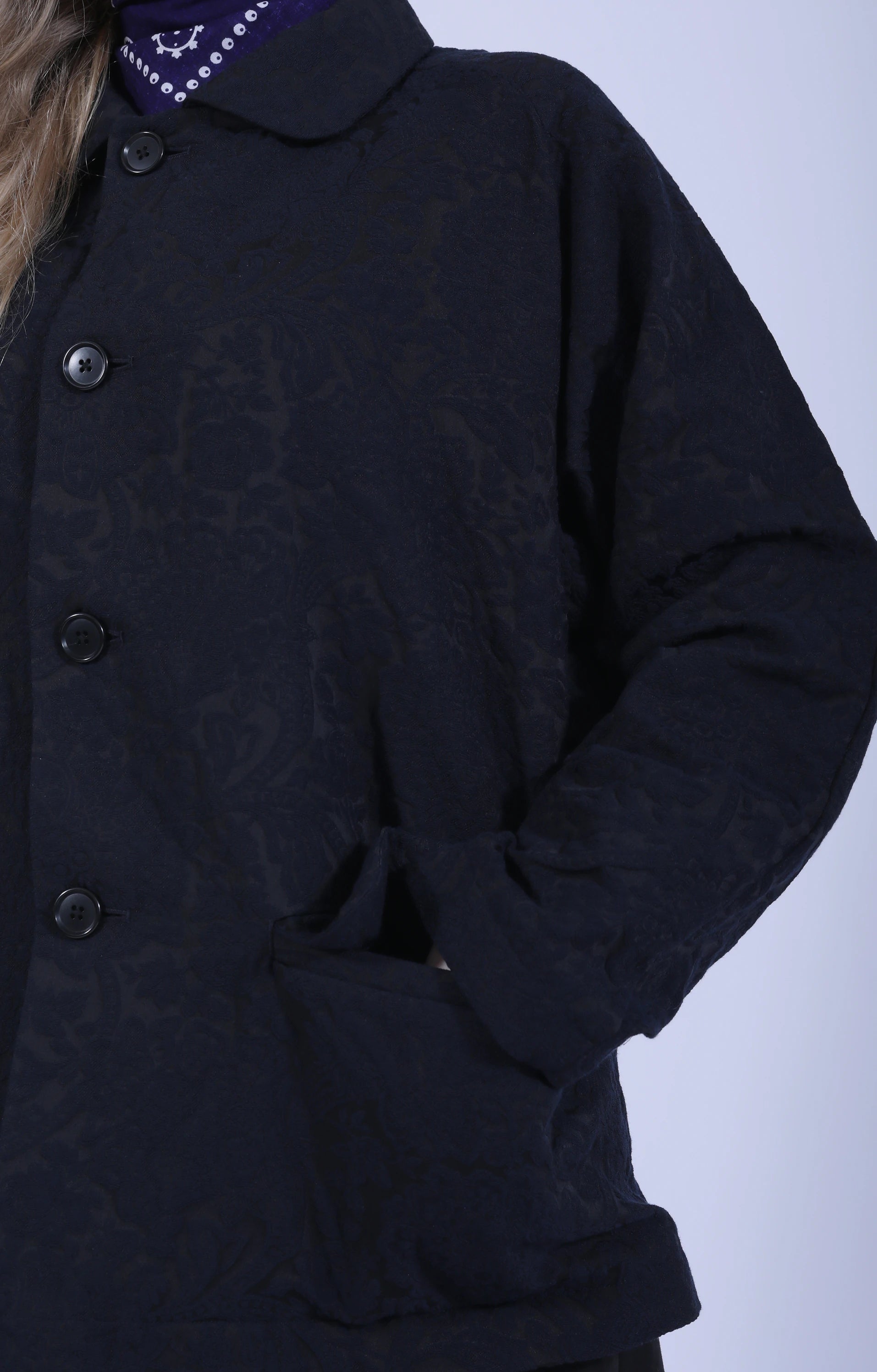 Round Collar Jacket Calico Jacq. Navy