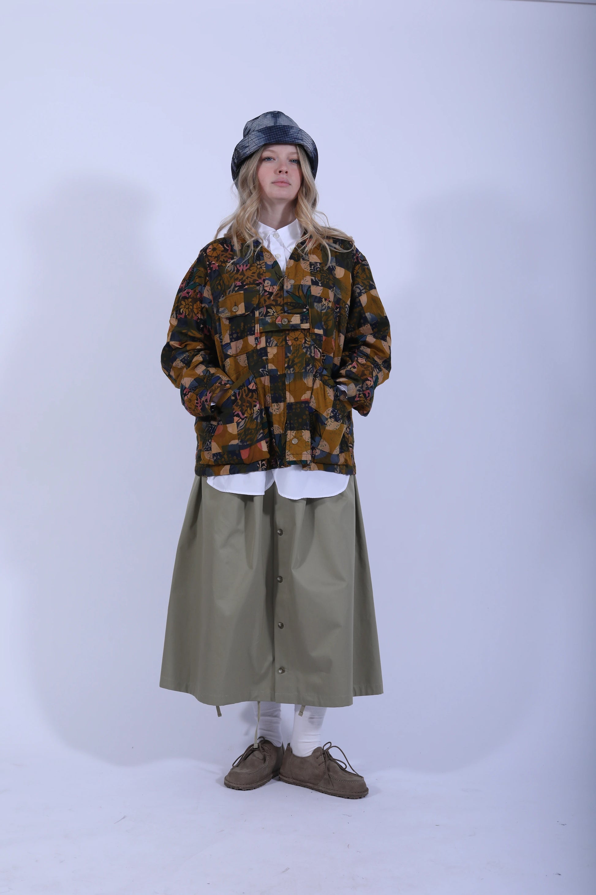 Cardigan Jacket Olive Multi Patch