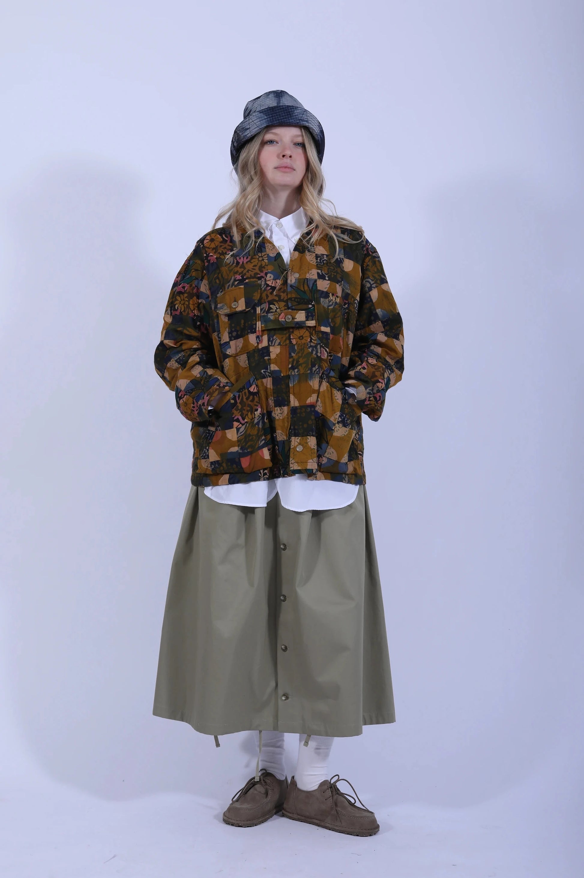 Tuck Skirt French Twill Khaki