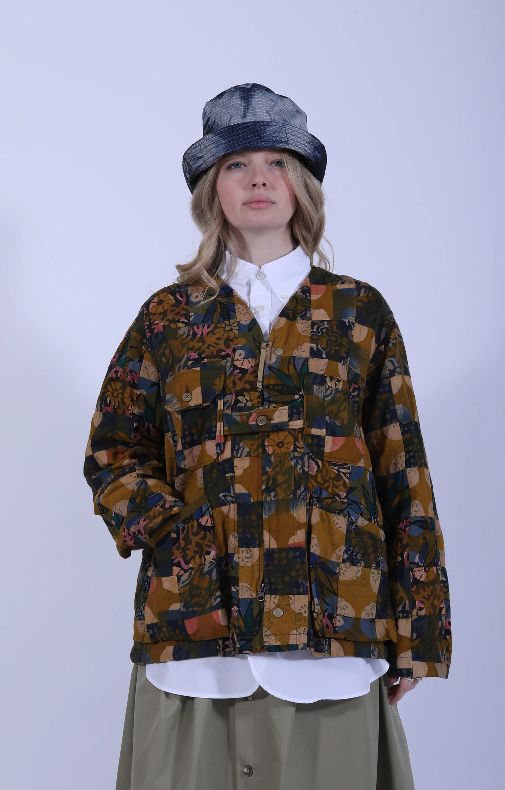 Cardigan Jacket Olive Multi Patch